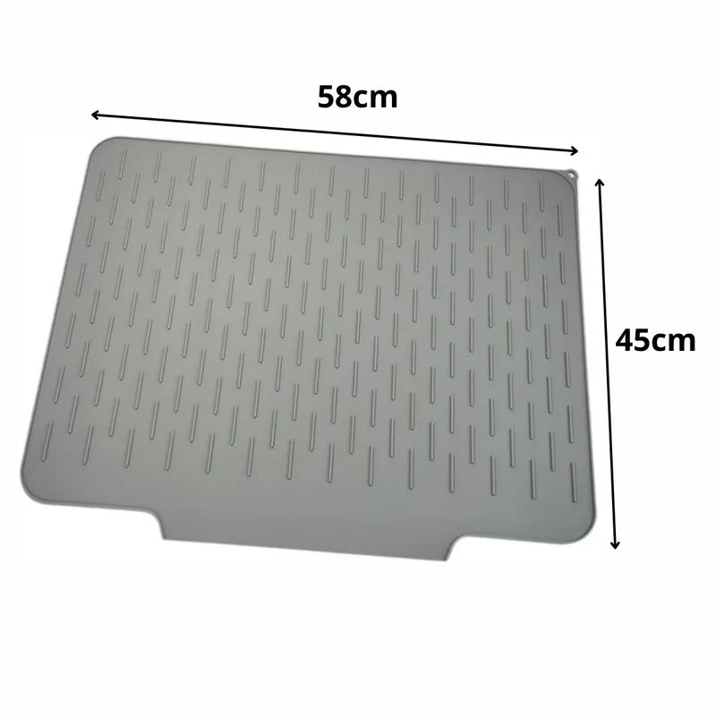 Tapete De Silicona Para Fregadero Escurridor De Platos Antideslizante Con Drenaje Automático Resistente Al Calor Color Gris (58X45x1cm) LT781