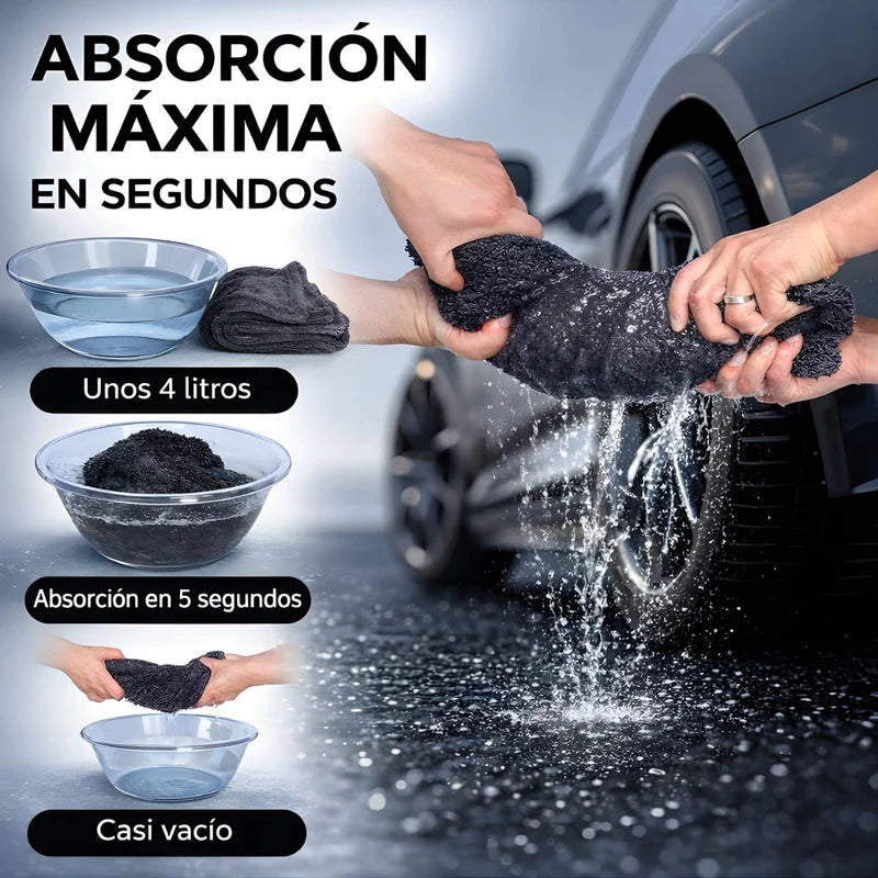 Toalla Paño De Microfibra Ultra Absorbente Para Secado De Autos Gruesa 1300 GSM. Paño De Secado Automotriz 60×90 Cm (24×36"). Color Gris. LT938