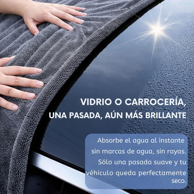Toalla Paño De Microfibra Ultra Absorbente Para Secado De Autos Gruesa 1300 GSM. Paño De Secado Automotriz 60×90 Cm (24×36"). Color Gris. LT938