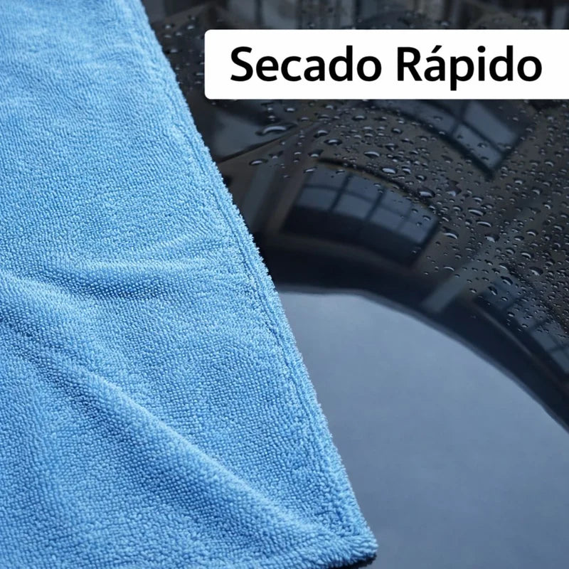 Toalla Paño De Microfibra Doble Cara Para Secado De Autos Ultra Gruesa 1400 GSM. Paño De Secado Automotriz Ultra Absorbente (60×120Cm). Color Gris Con Azul Claro. LT939
