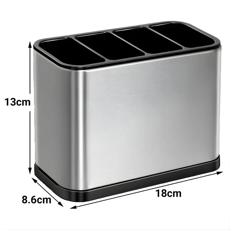 Organizador De Cubiertos Para Cocina Con Drenaje. Porta Cubiertos De Acero Inoxidable. Escurridor Con 4 Compartimientos. LT956