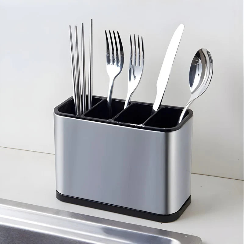 Organizador De Cubiertos Para Cocina Con Drenaje. Porta Cubiertos De Acero Inoxidable. Escurridor Con 4 Compartimientos. LT956