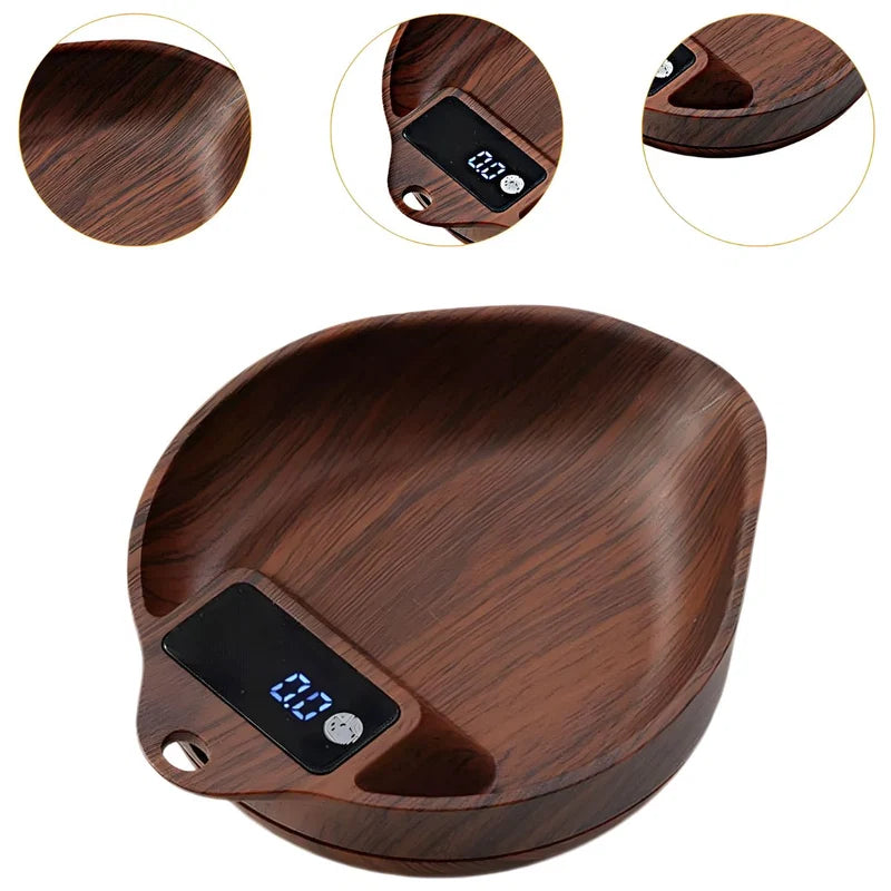 Báscula Scoop Digital De Precisión 1000G / 0.1G. Café Balanza Electrónica Para Pesar Granos, Semillas Y Alimentos. Color Walnut (13X10cm). LT962