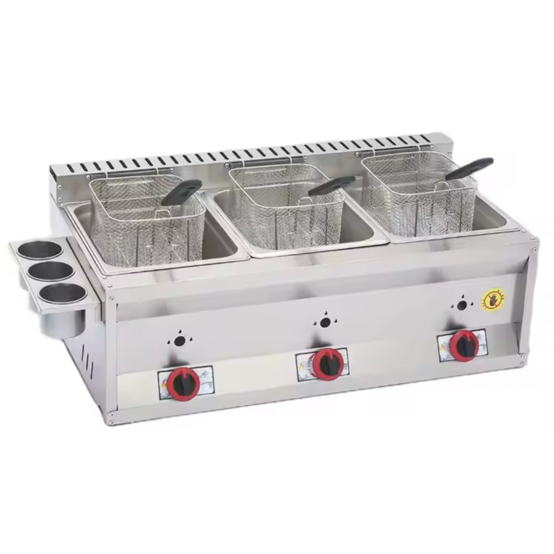 Freidora a Gas de Acero Inoxidable 6L+6L+6L FCS-36L Selecto