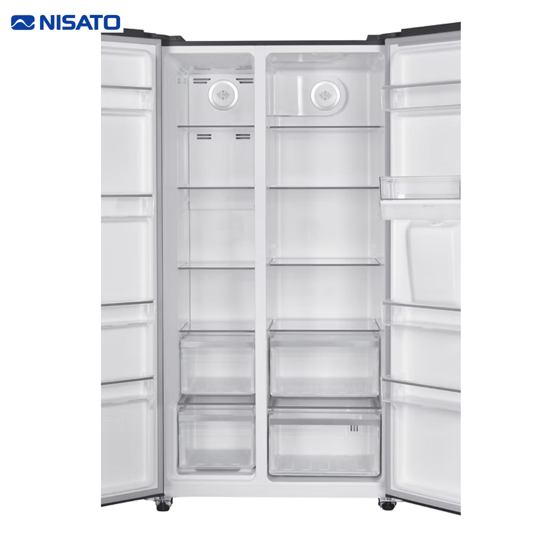 Refrigeradora Side by Side 18.3P3/518L Inverter Acero Inoxidable con Dispensador de Agua Nisato NRF-777INVSWDMH NISATO
