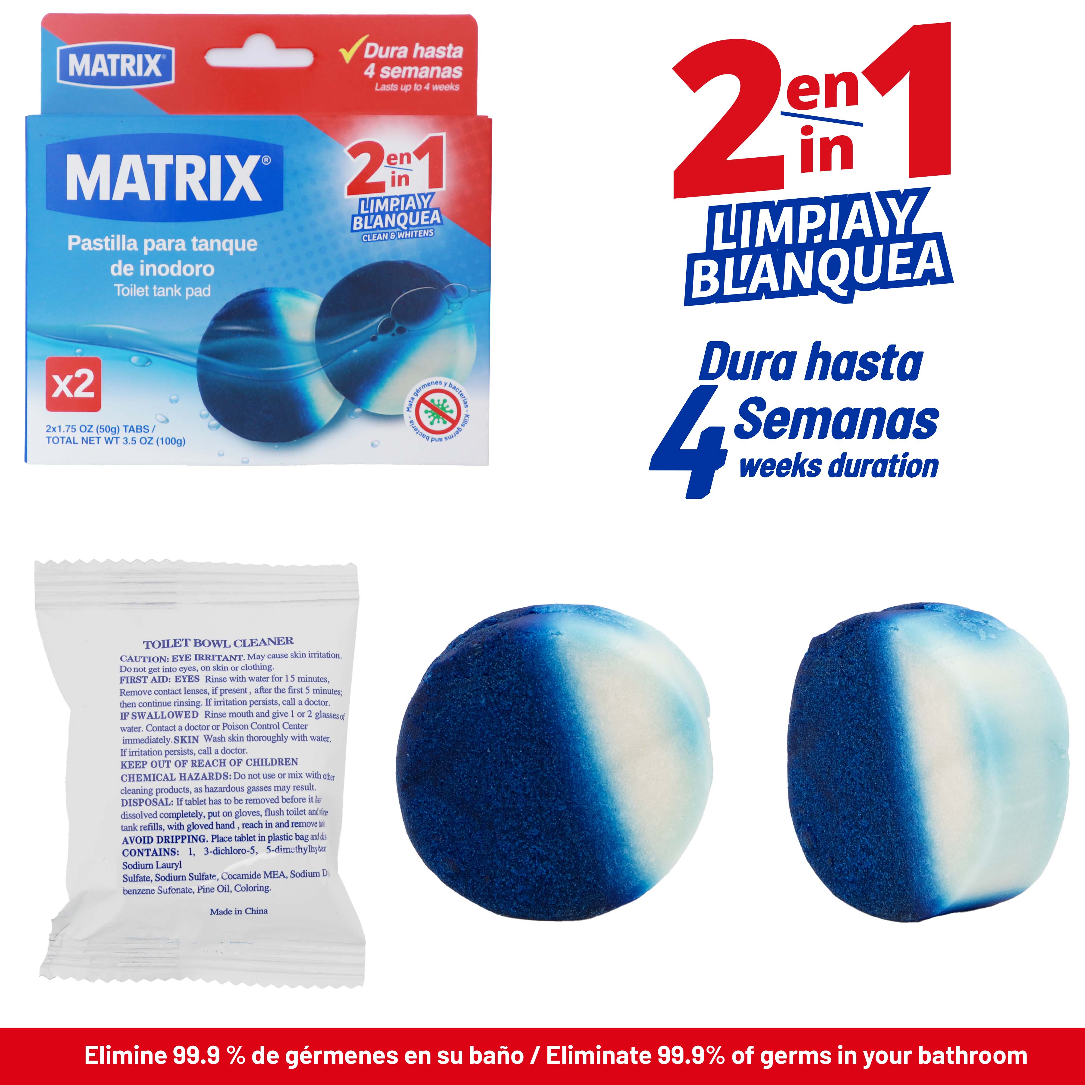 Set 2 Pastillas de Baño Matrix A109-WY018D Inodoros. MATRIX