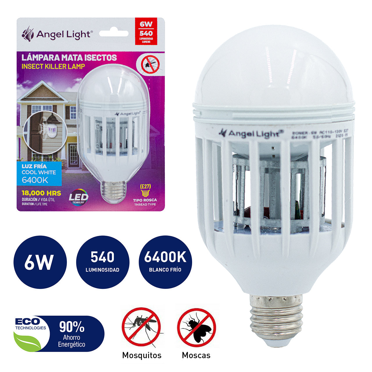 Bombillo LED Mata Insectos 6W Angel Light A105-LMSK-6W ANGEL LIGHT