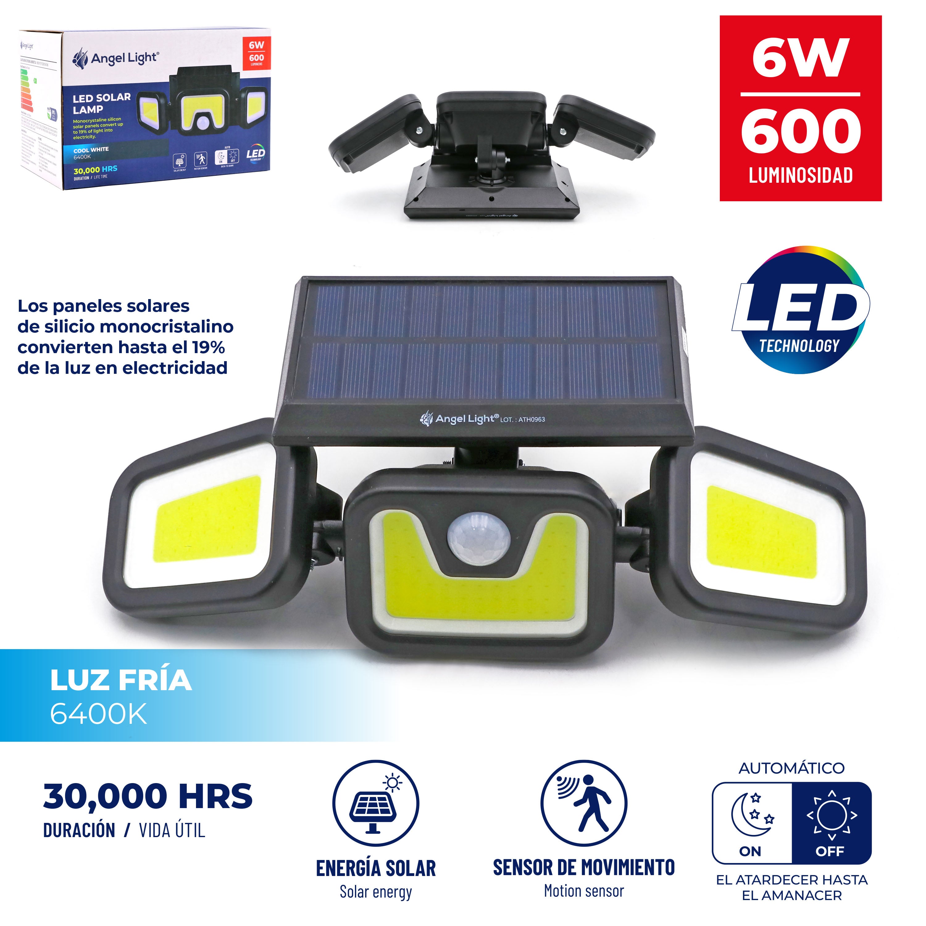 Lampara LED con Panel Solar 6W Angel Light A105-N866C ANGEL LIGHT