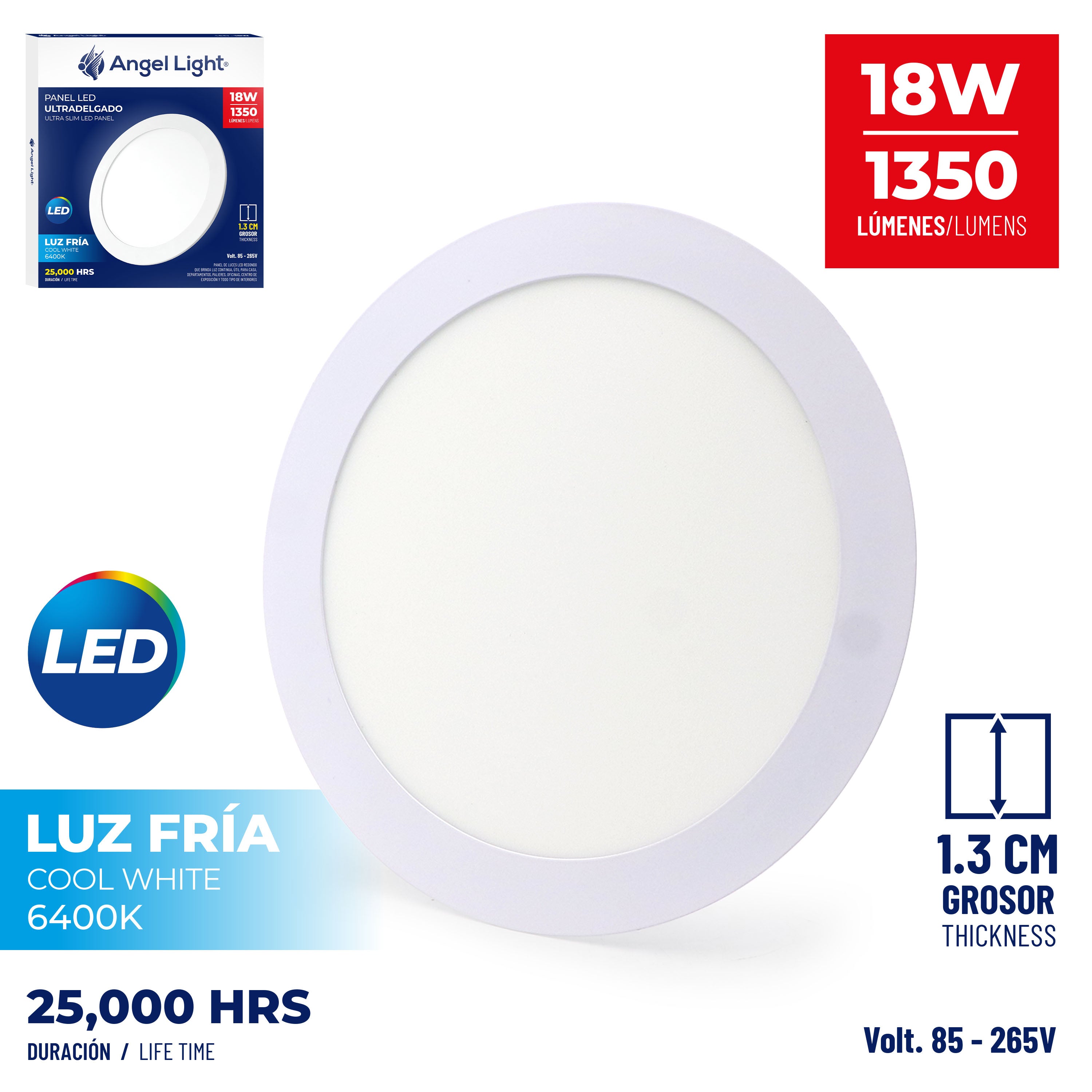Lampara LED para Empotrar Redonda 18W Angel Light A105-PB001-18W ANGEL LIGHT
