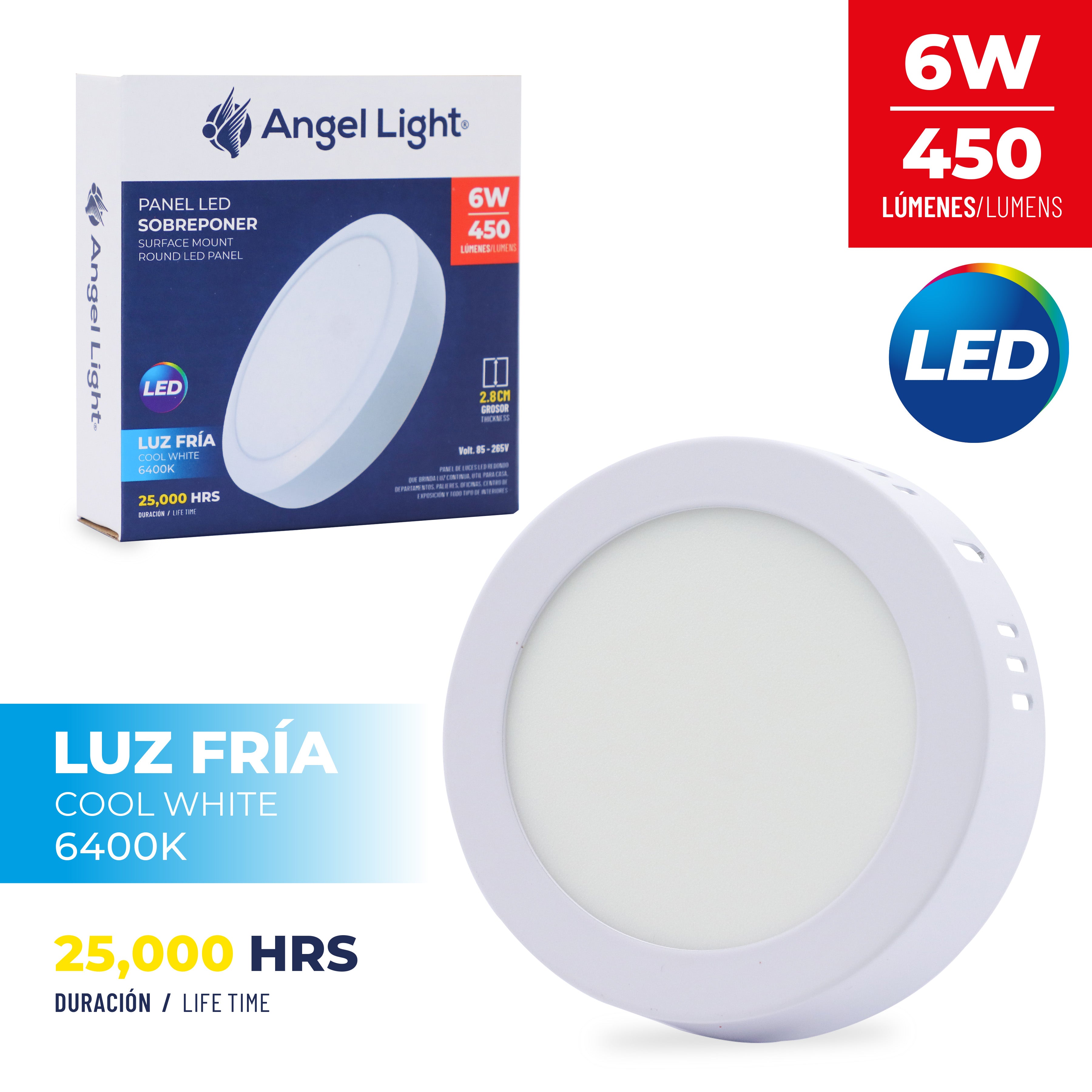 Lampara LED de Sobreponer Redonda 6W Angel Light A105-PB002R-6W