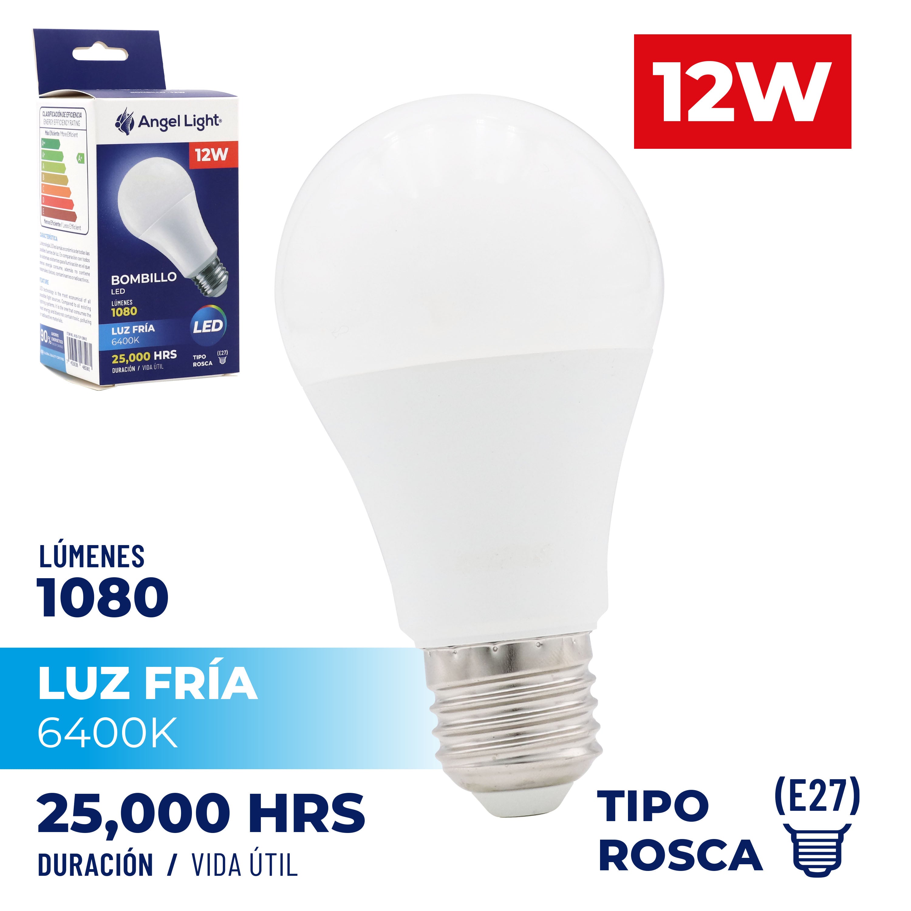 Bombillo LED 12W Luz Fría Angel Light A105-TLP-12W-B