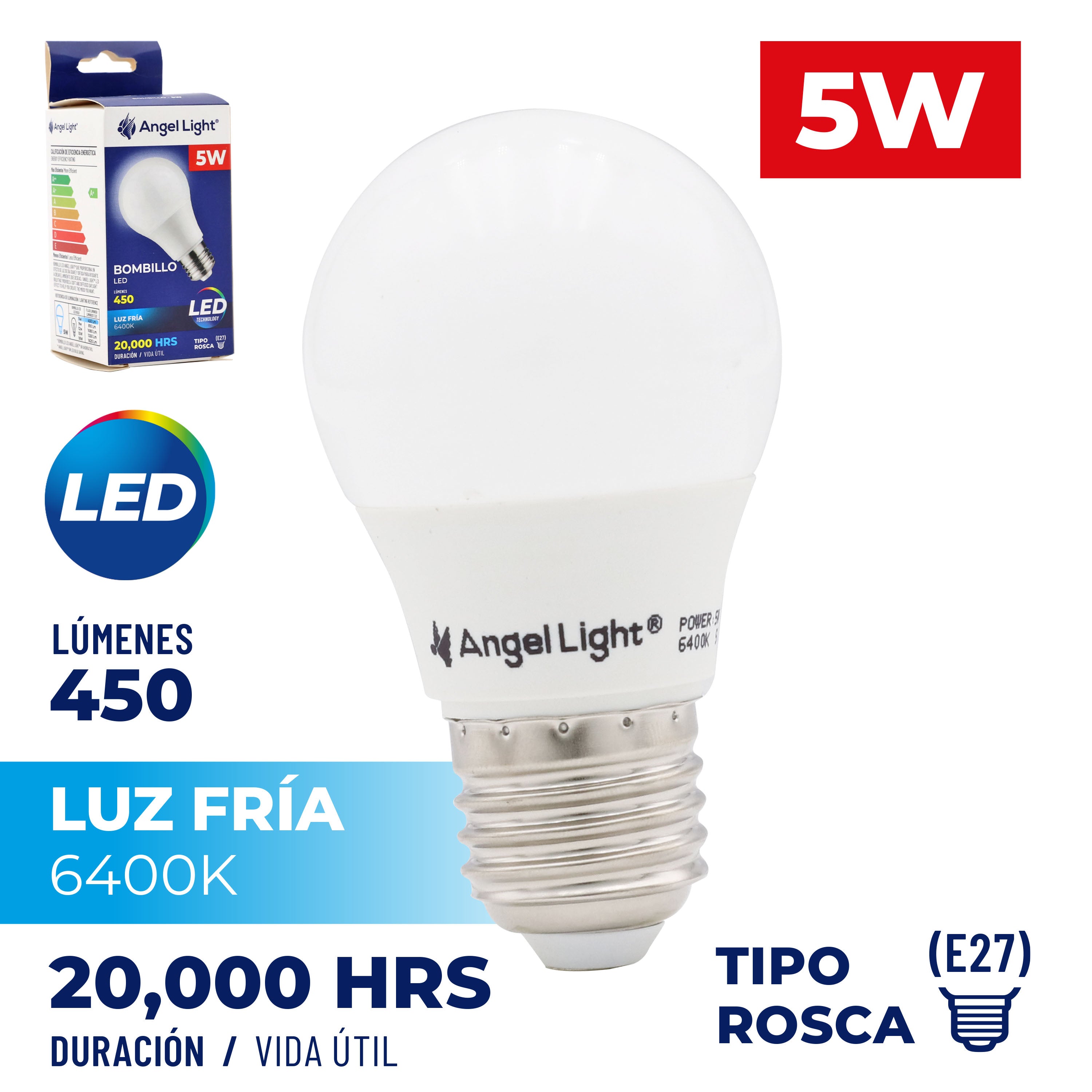 Bombillo LED 5W Luz Fría Angel Light A105-TLP-5W-B
