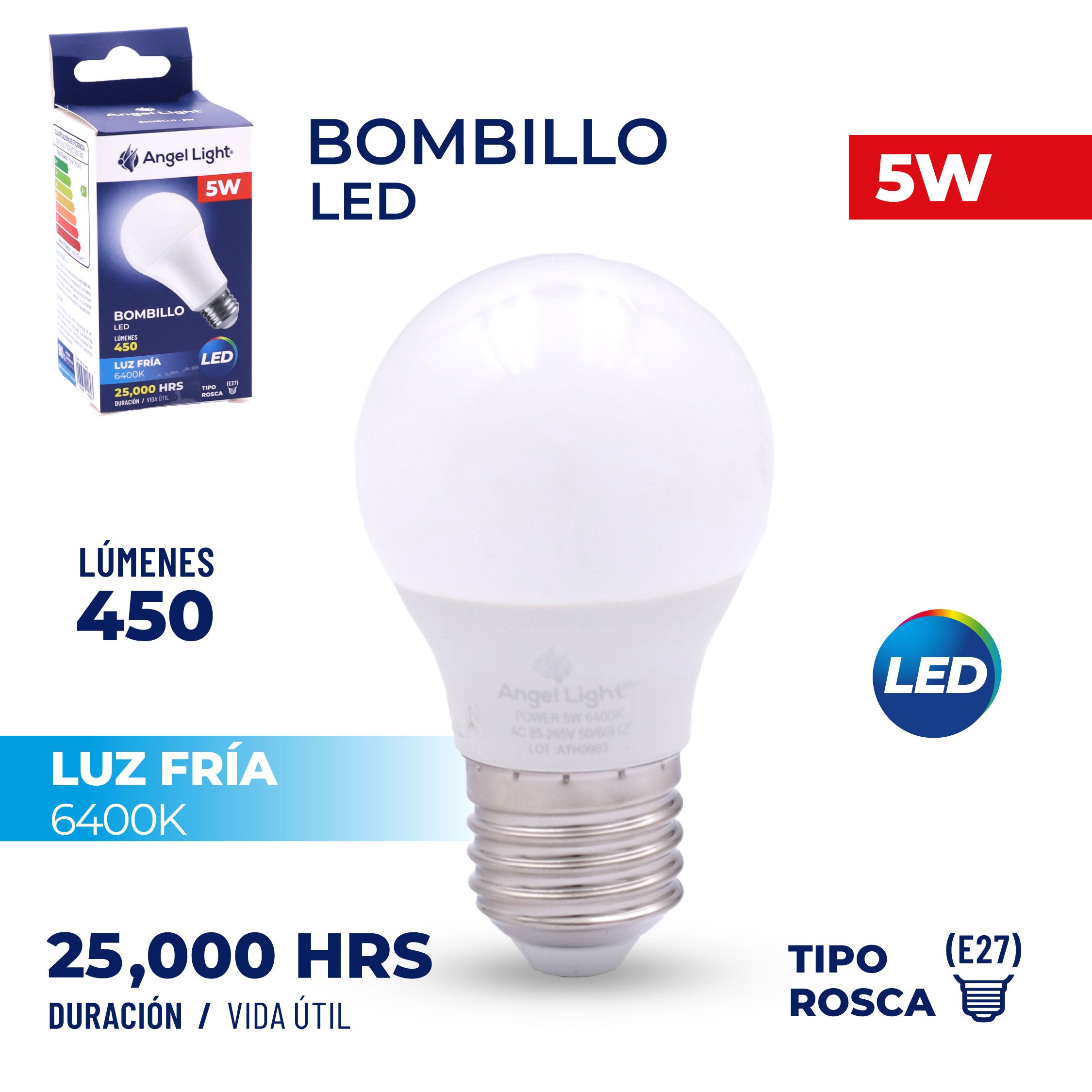 Bombillo LED 5W Luz Fría Angel Light A105-TLP-5W-B
