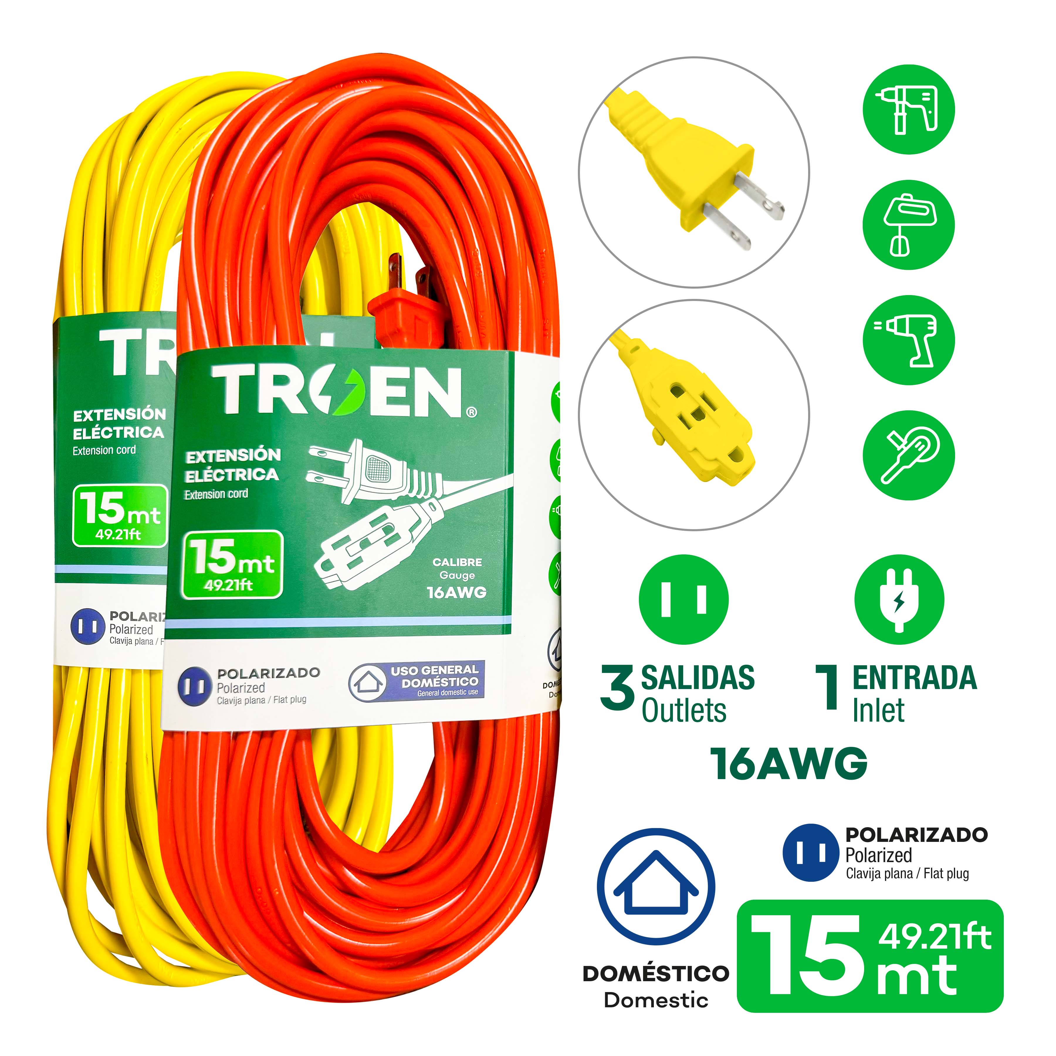 Extensión Eléctrica 15m TROEN A136-RO2723-15 TROEN