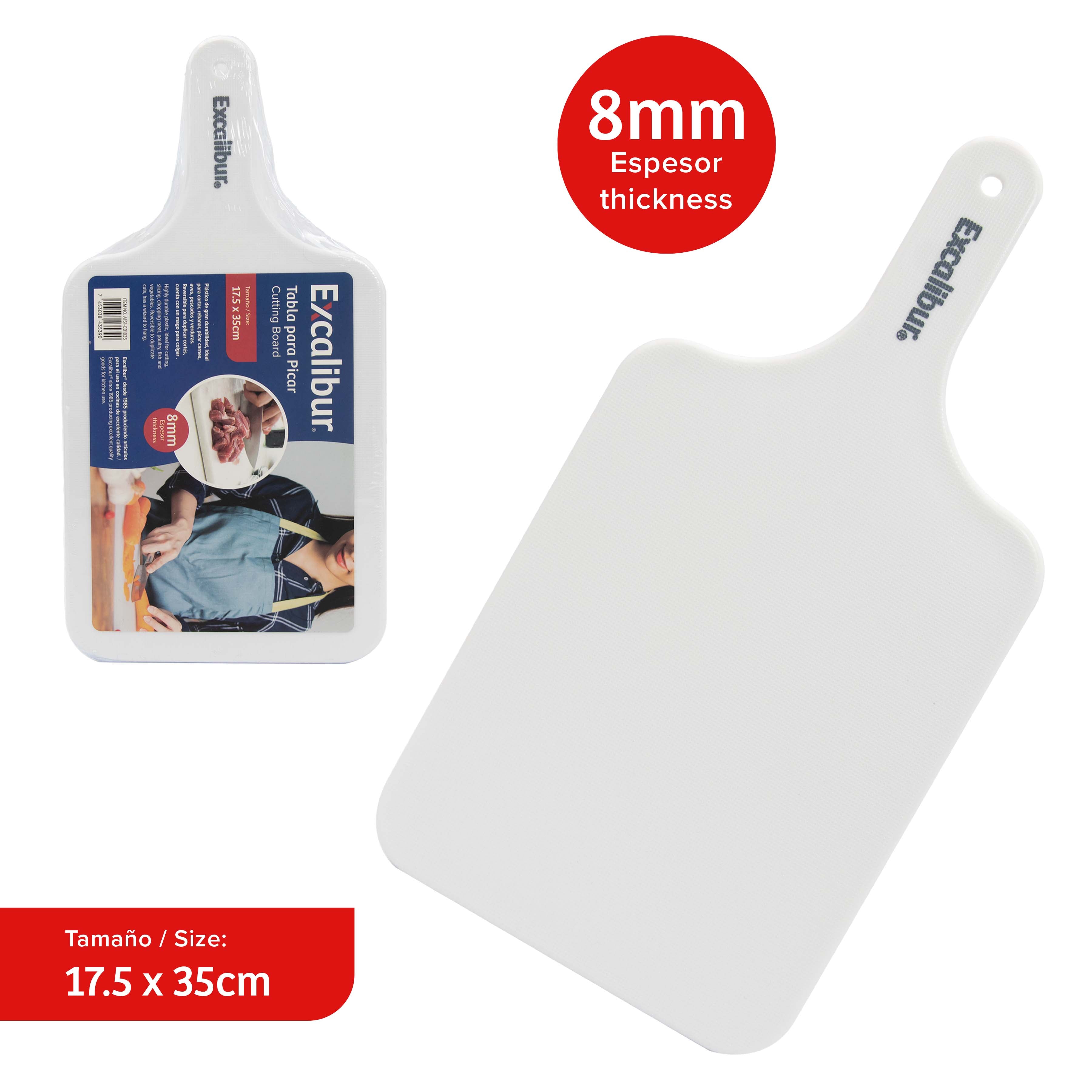 (LLEGANDO 5 DE MAYO) Tabla de Picar Plástico 35x17.5cm 8mm Excalibur A151-CB1835