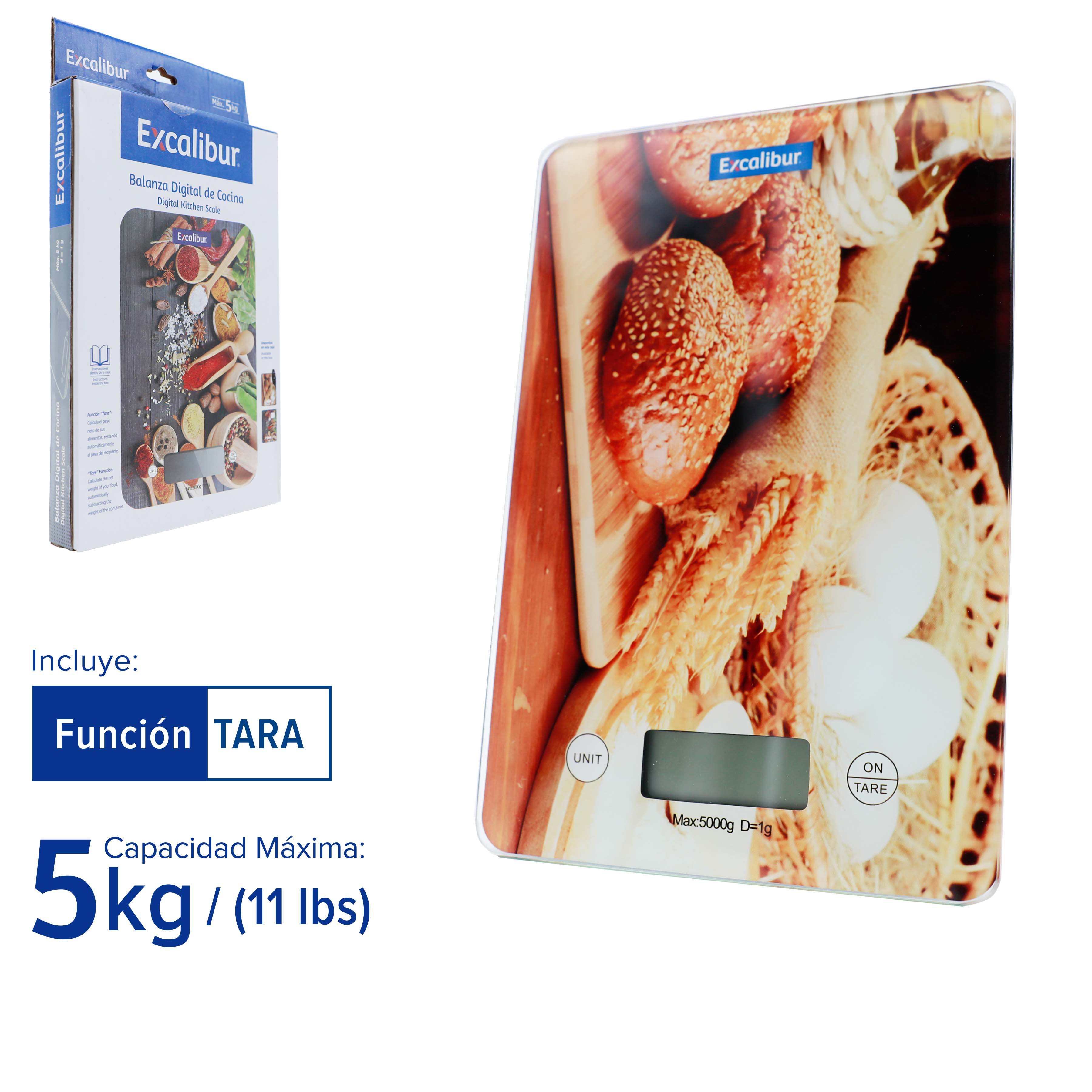 Balanza Digital 5kg/11lb Excalibur A151-EK2215P Báscula. Pesa. EXCALIBUR