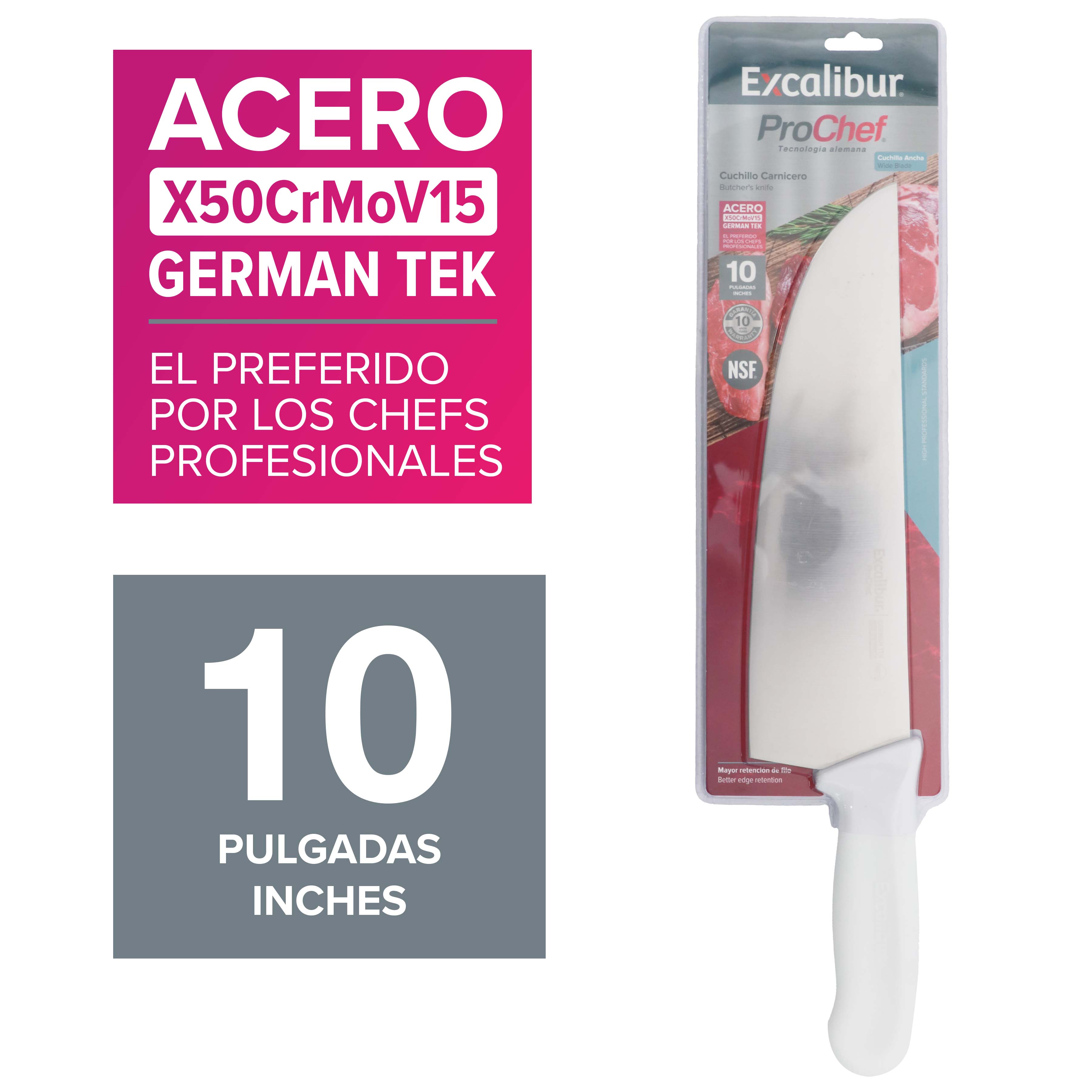 Cuchillo para Carnicería Pro Chef 10" Excalibur A151-KF2201-10B