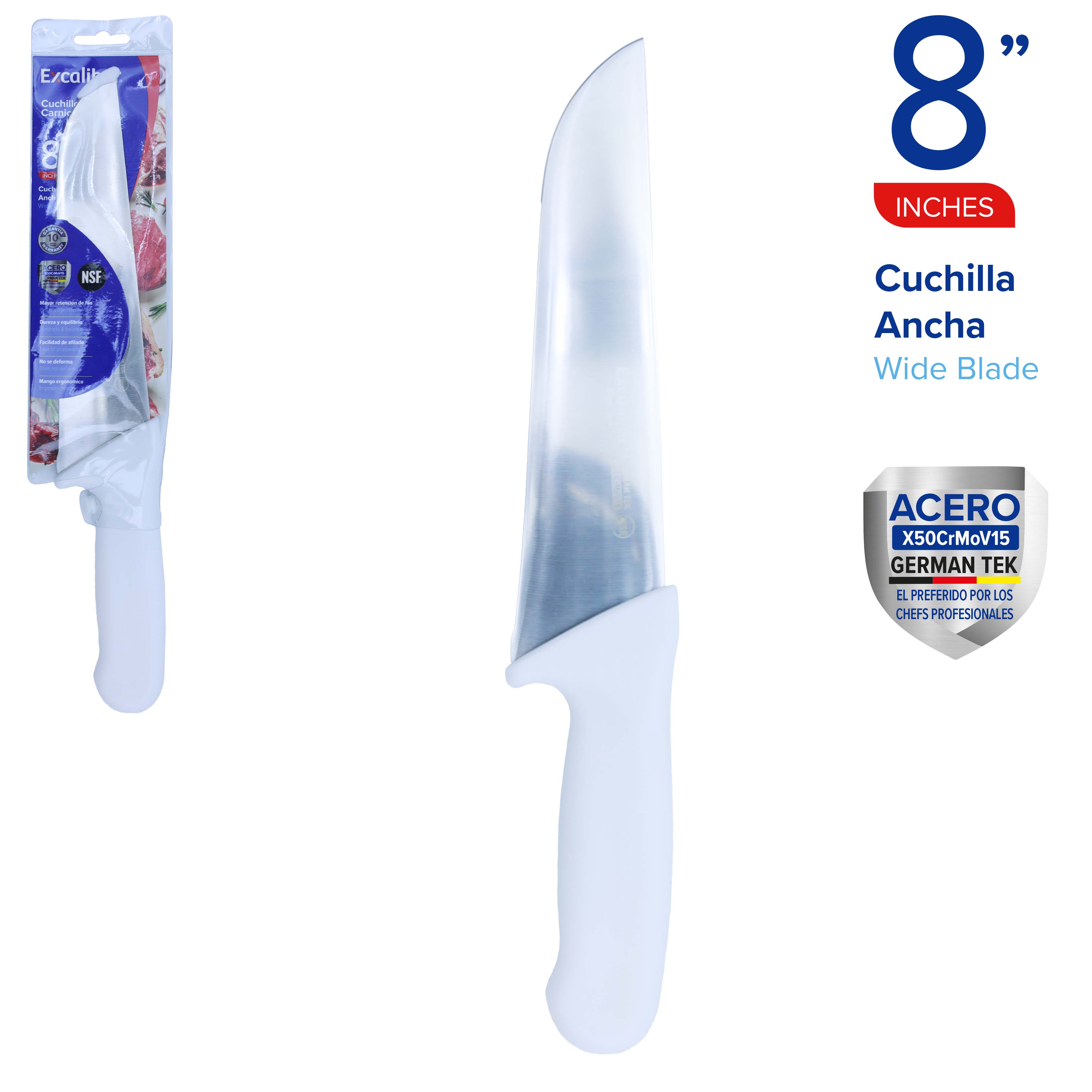 Cuchillo de Cocina de Acero Inoxidable 8" Excalibur A151-KF2204-8N