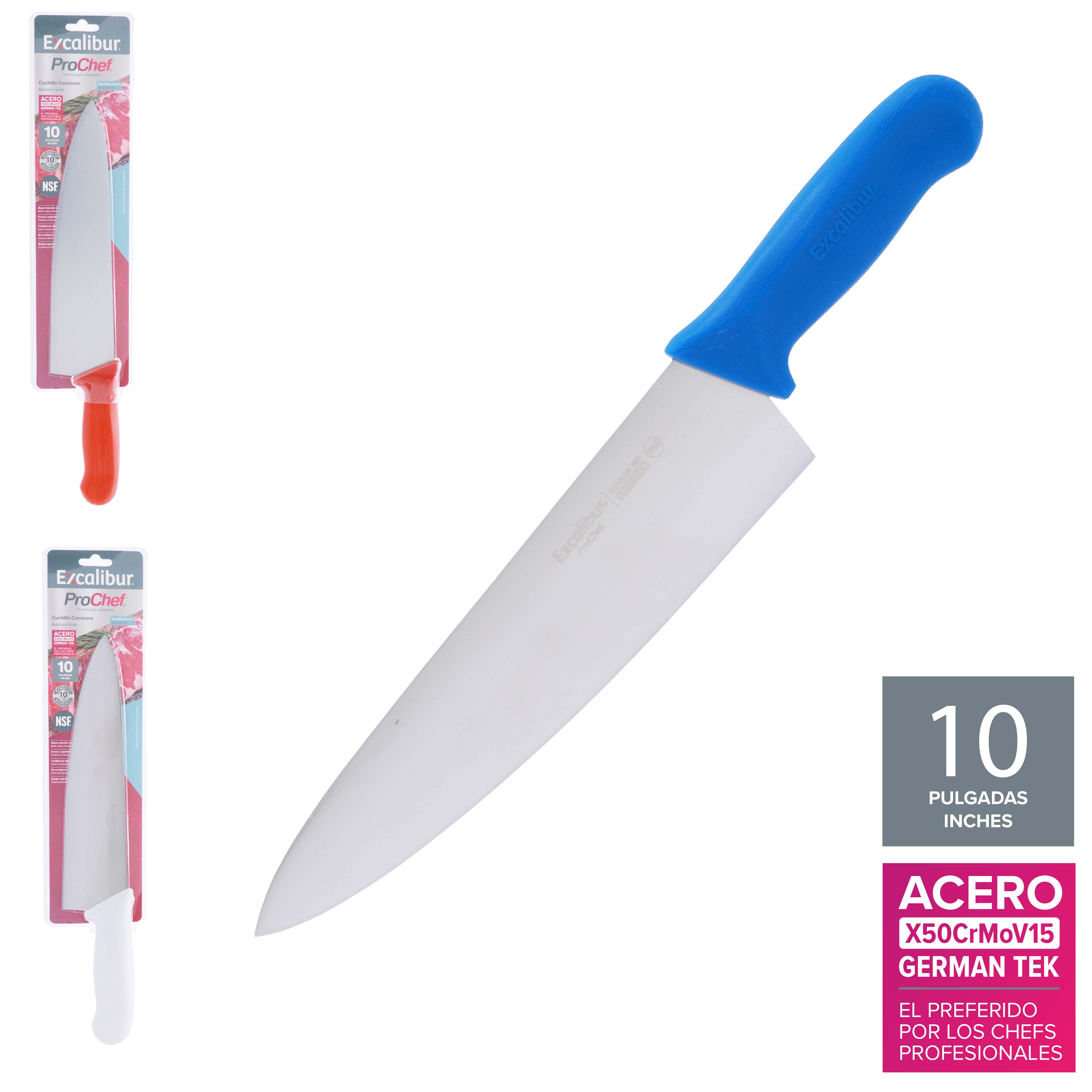 Cuchillo para Carnes Pro Chef de Acero Inoxidable 10" Excalibur A151-KF2303-10B EXCALIBUR