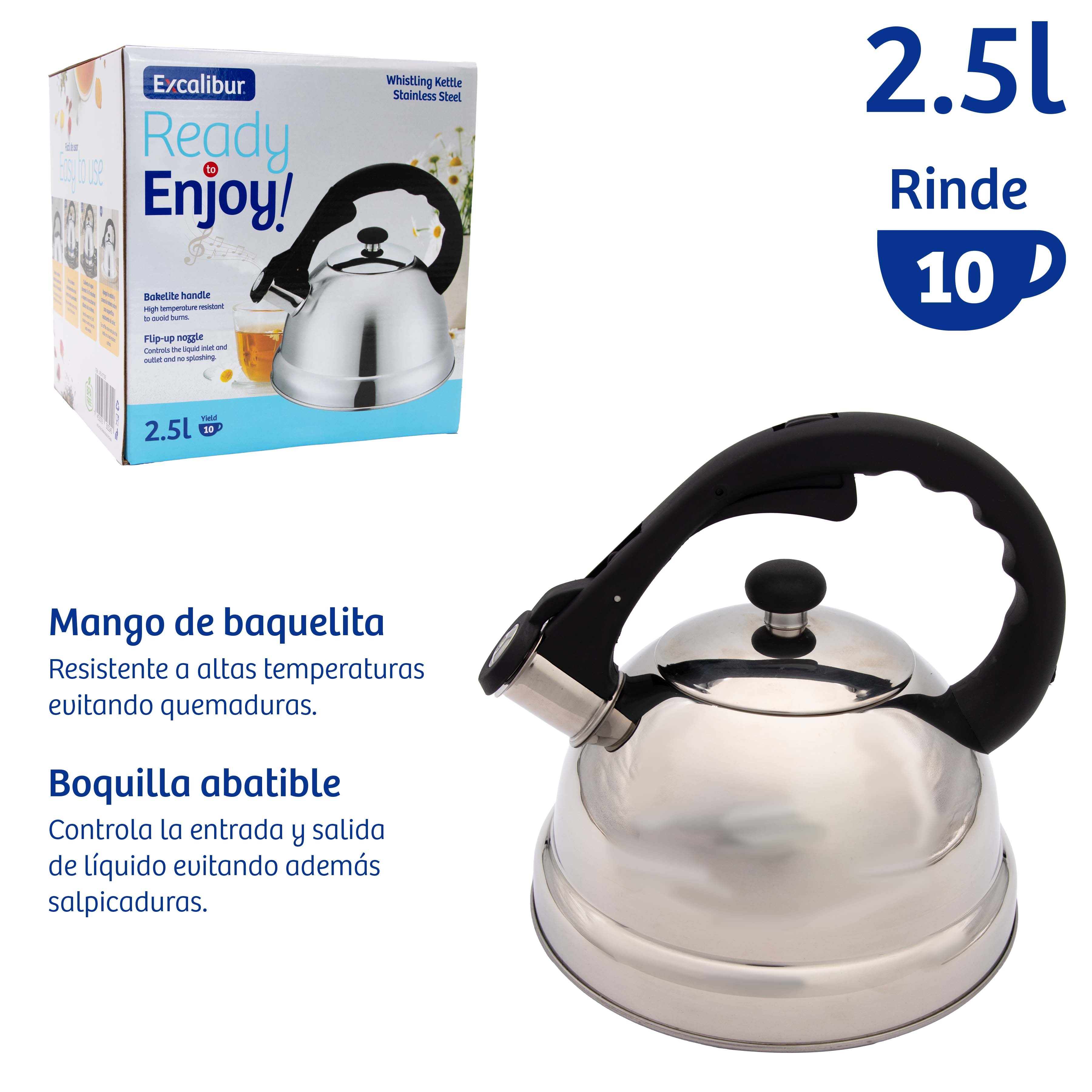 Tetera de Acero Inoxidable de 2.5 Litros Excalibur A151-KT1305 EXCALIBUR