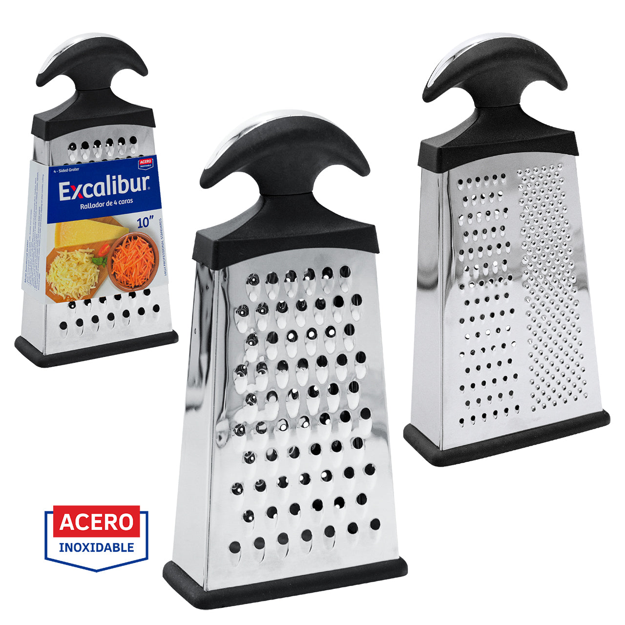 Rallador de 4 Lados Acero Inoxidable 10" Excalibur A151-KT1911-10 Rayador. EXCALIBUR