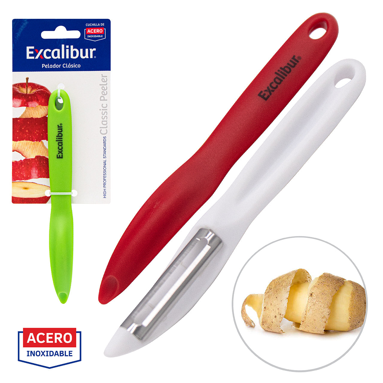 Pelador Multifuncional de Plástico con Acero Inoxidable Excalibur A151-KT1913 EXCALIBUR