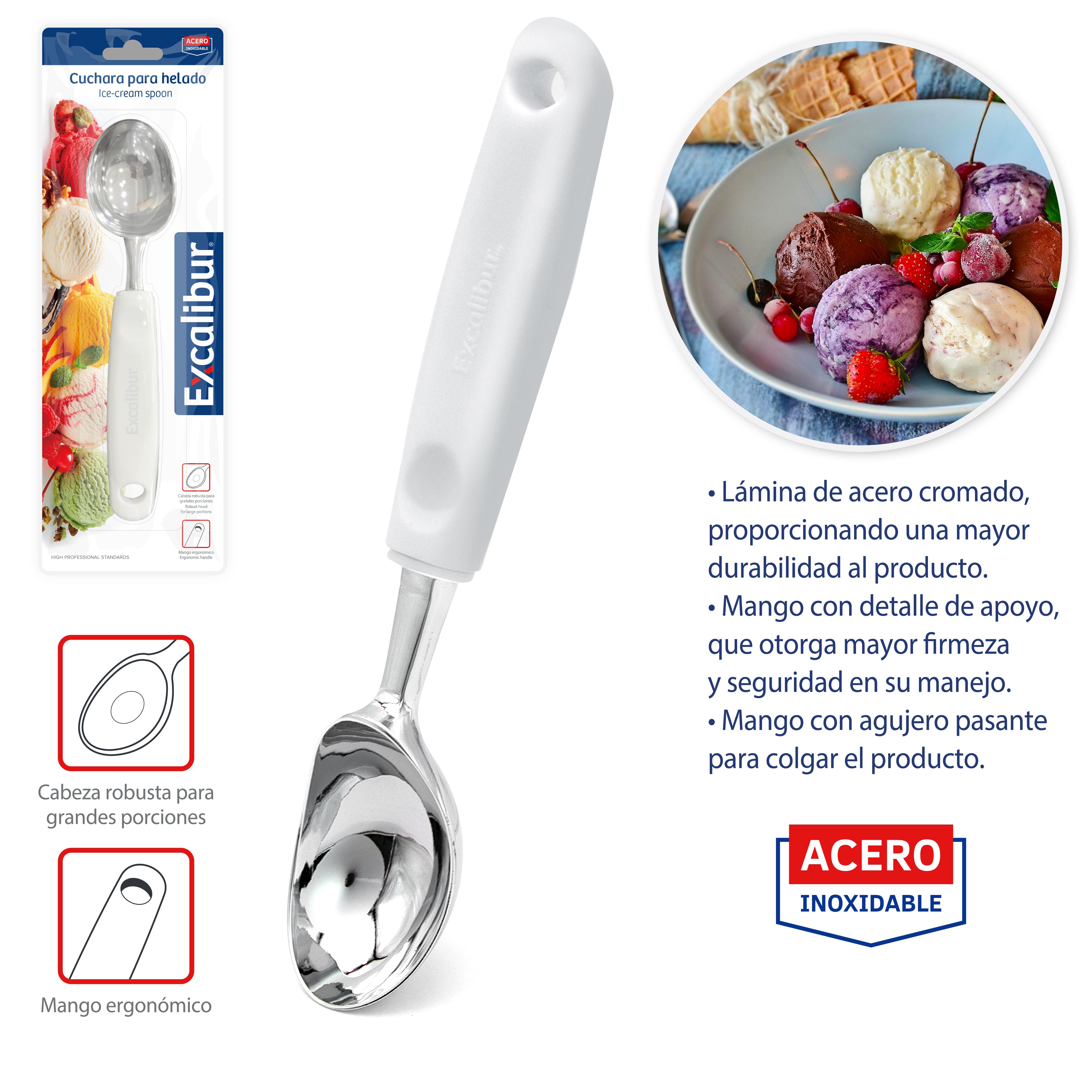 Cuchara de Helado de Acero Inoxidable Excalibur A151-KT1930-IB