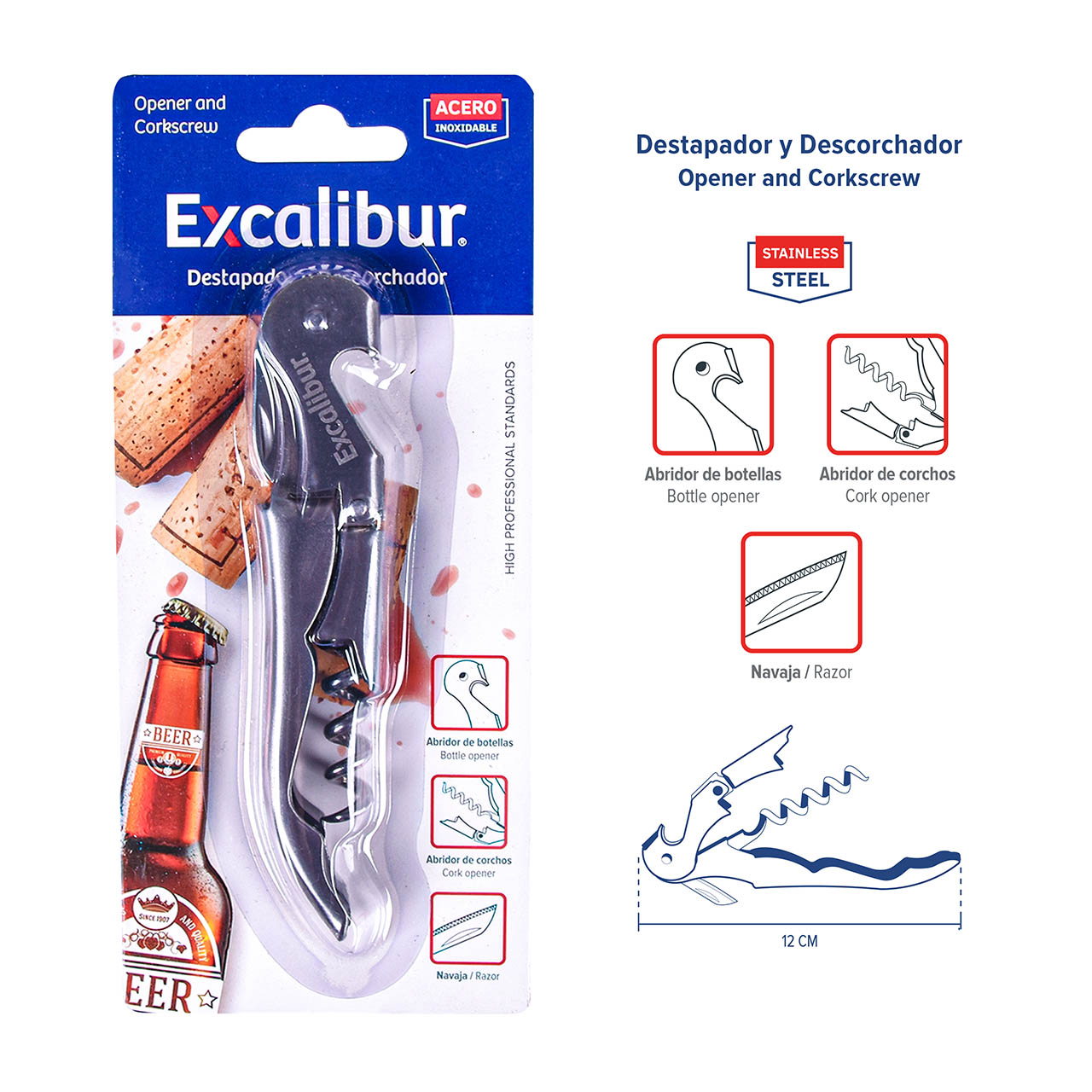 Destapador y Descorchador Excalibur A151-KT2006 Abre Botellas. EXCALIBUR