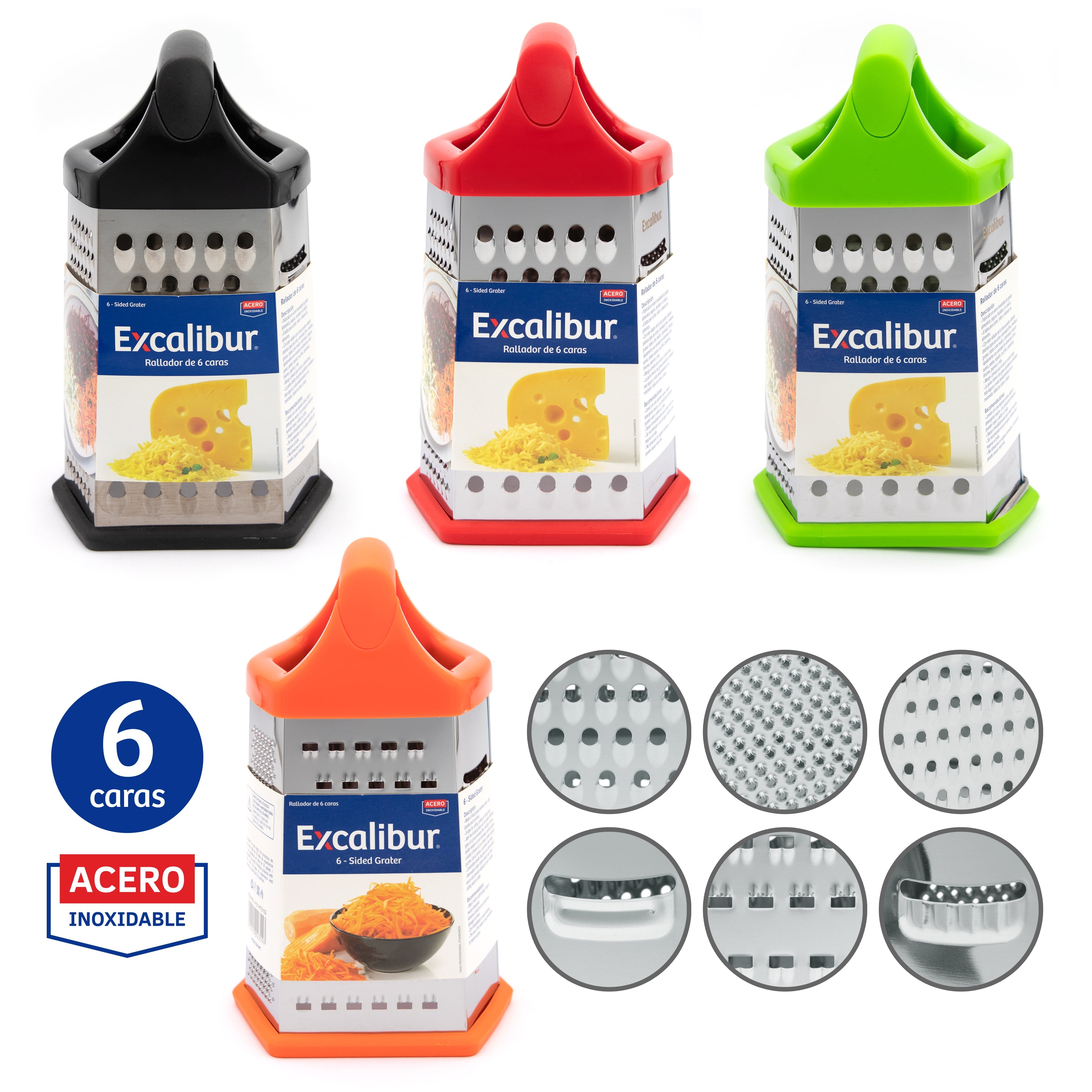 Rallador de Acero Inoxidable con 6 Cortes Diferentes Excalibur A151-KT2102 EXCALIBUR