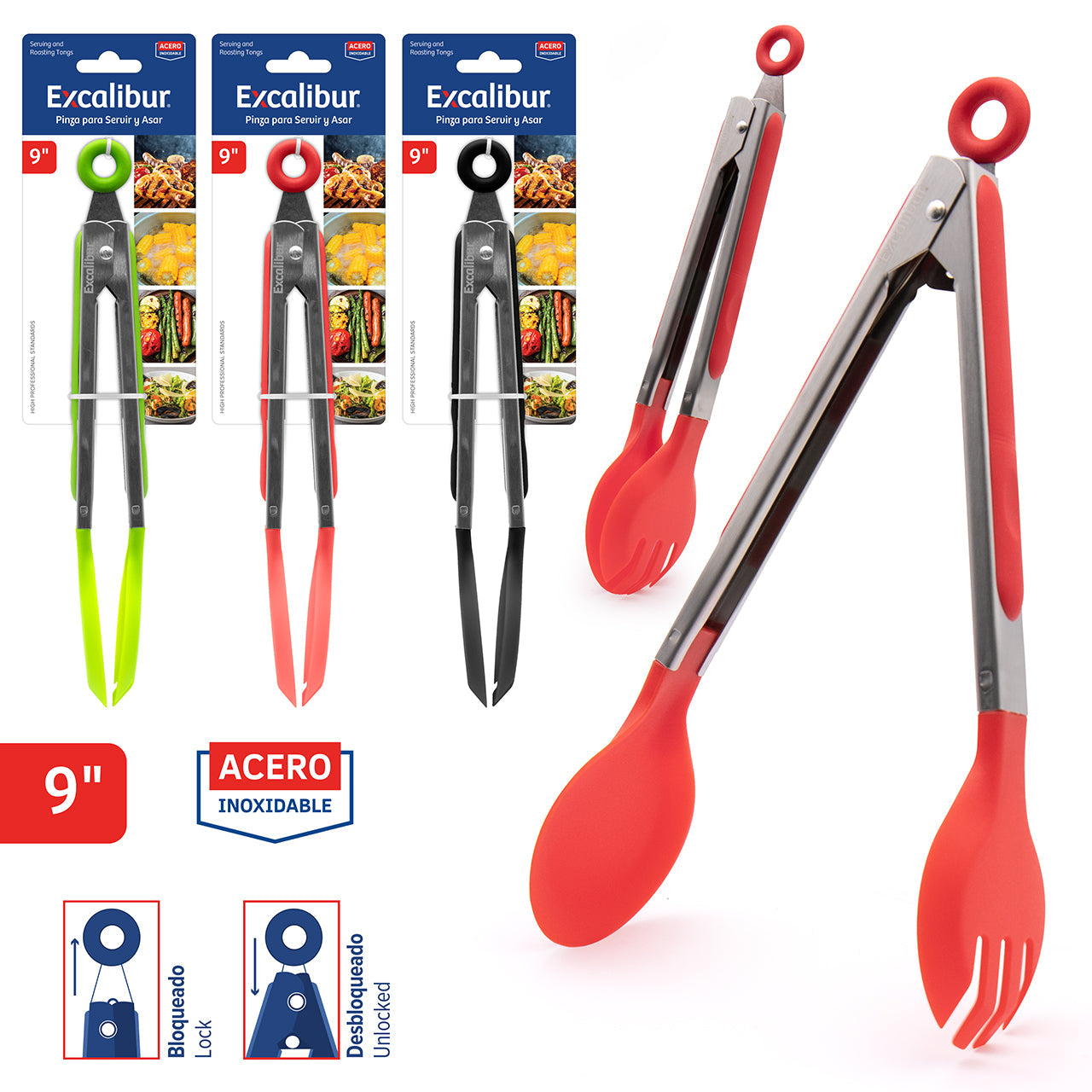 Tenaza de Acero Inoxidable con Plástico 9" Excalibur A151-KT2113-9 EXCALIBUR