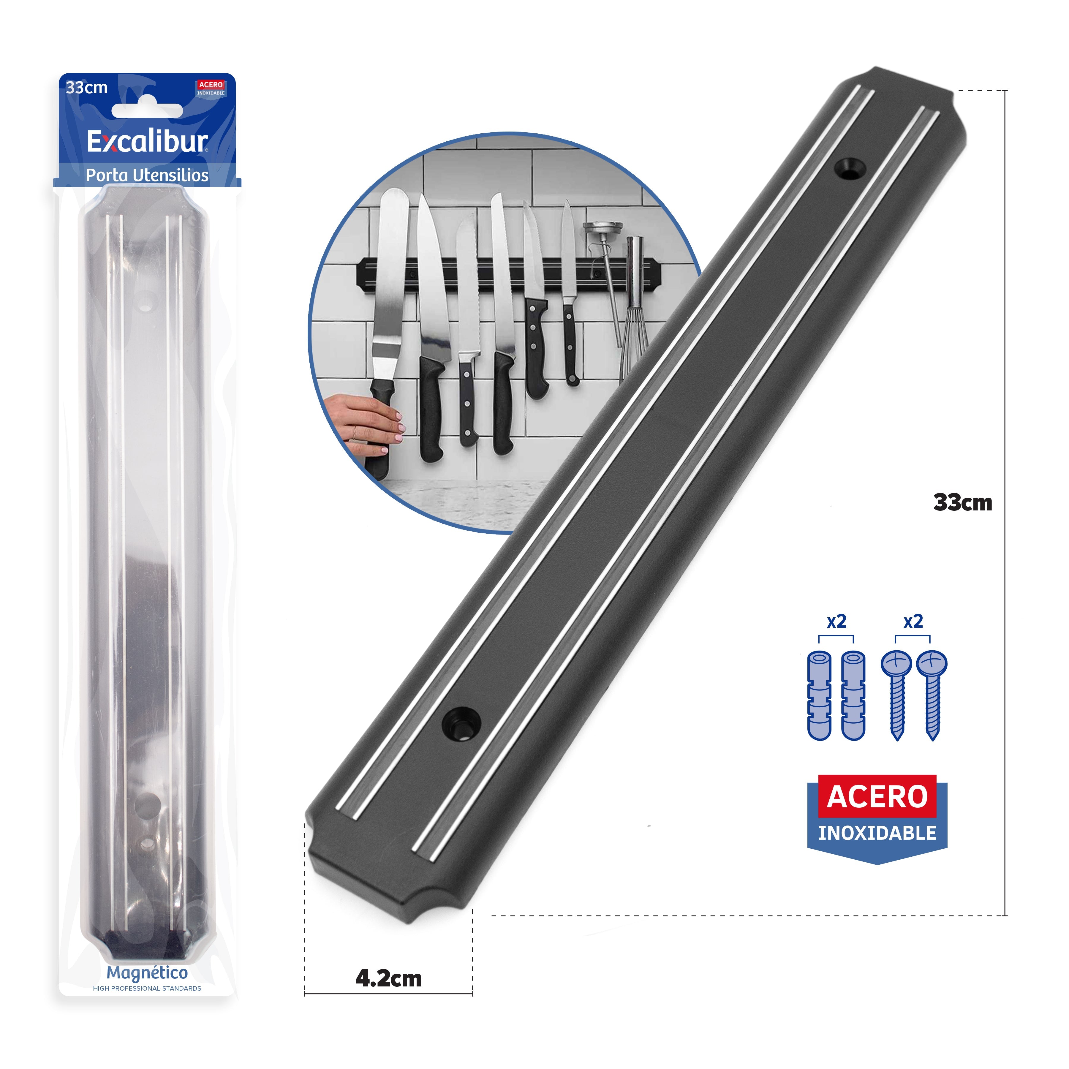 Barra Magnética Para Cuchillos 13" Excalibur A151-KT2220 EXCALIBUR