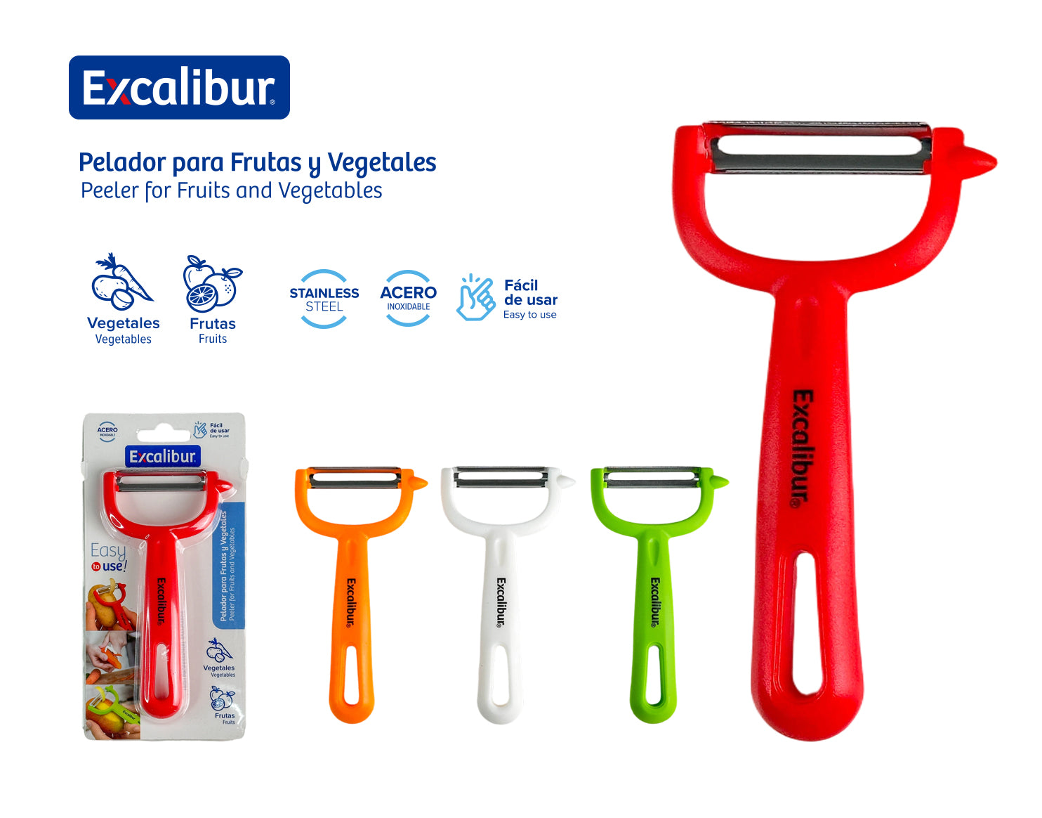 Pelador para Frutas y Vegetales Excalibur | Acero Inoxidable A151-KT2322