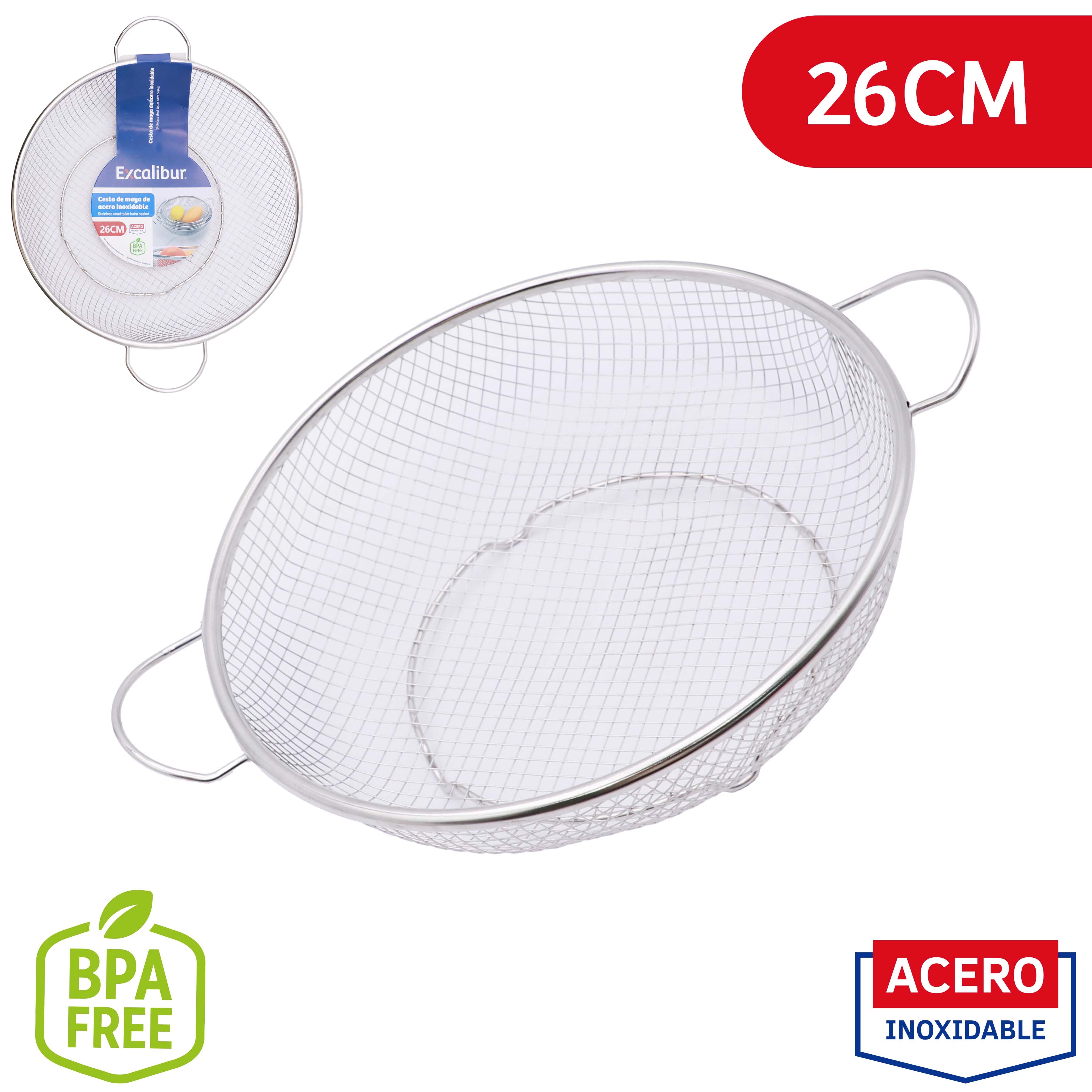 Colador con 2 Agarraderos de Acero Inoxidable 26cm Excalibur A151-KT2404 EXCALIBUR