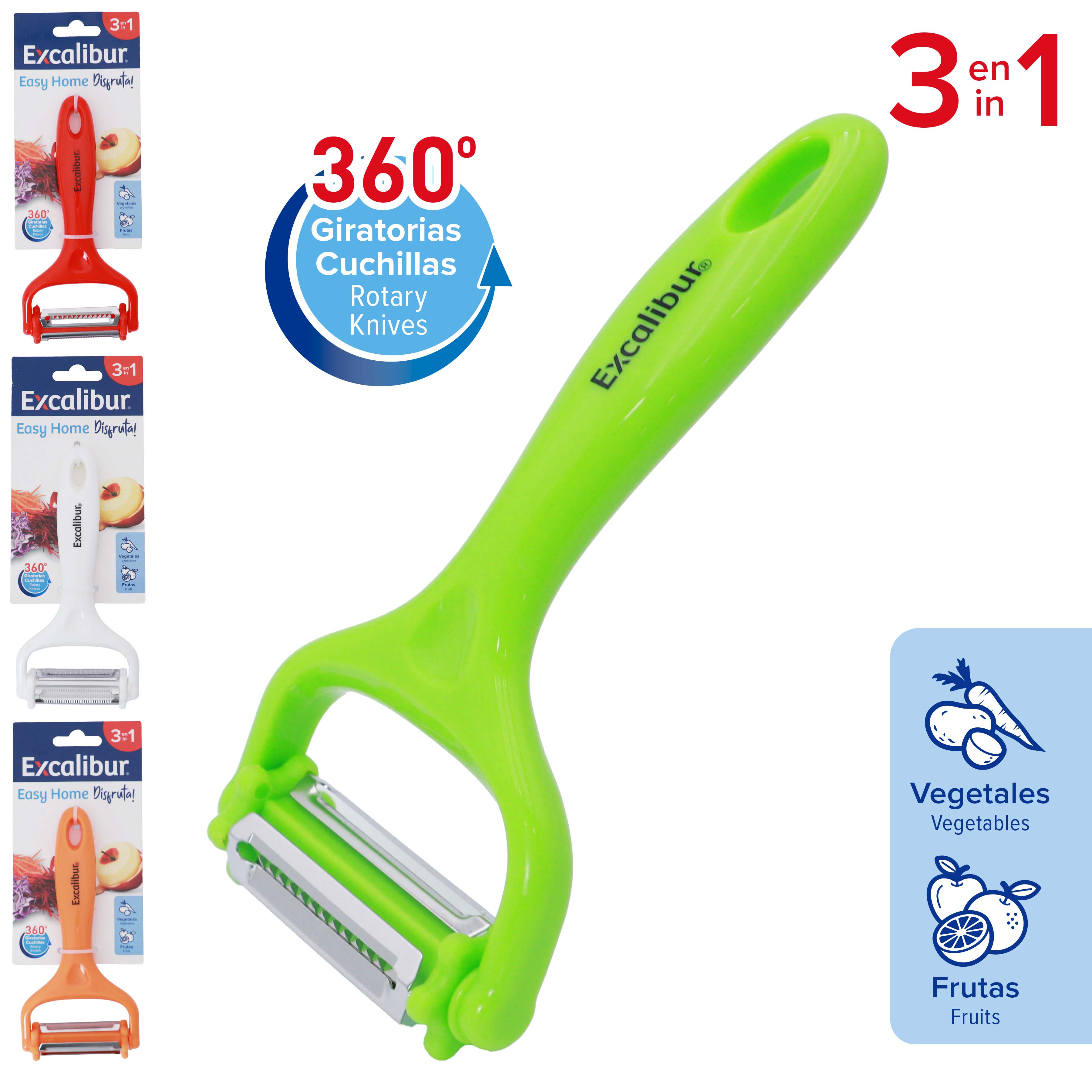 Pelador de Vegetales Frutas 3en1 Excalibur A151-KT2405