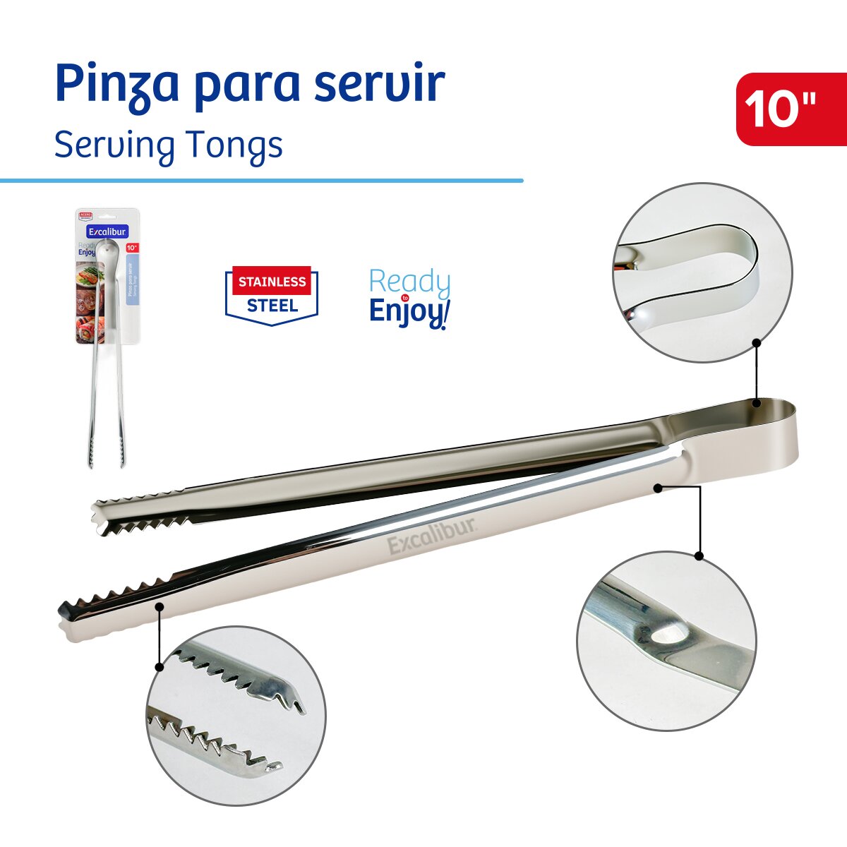 Tenaza de Acero Inoxidable 10" Excalibur A151-KT2502 Pinza. EXCALIBUR