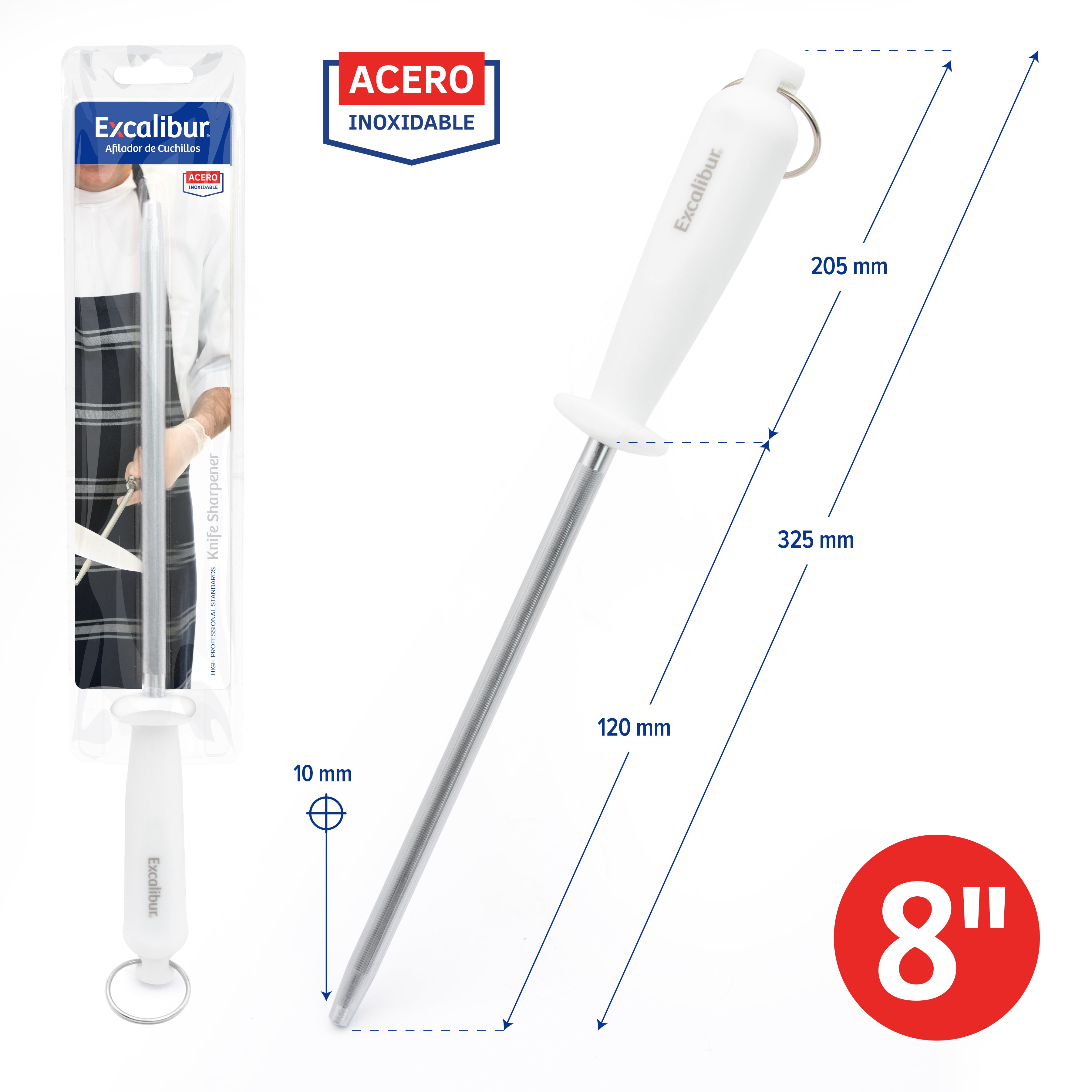 Chaira Afilador de Cuchillos de 8" Excalibur A151-LT1112-8