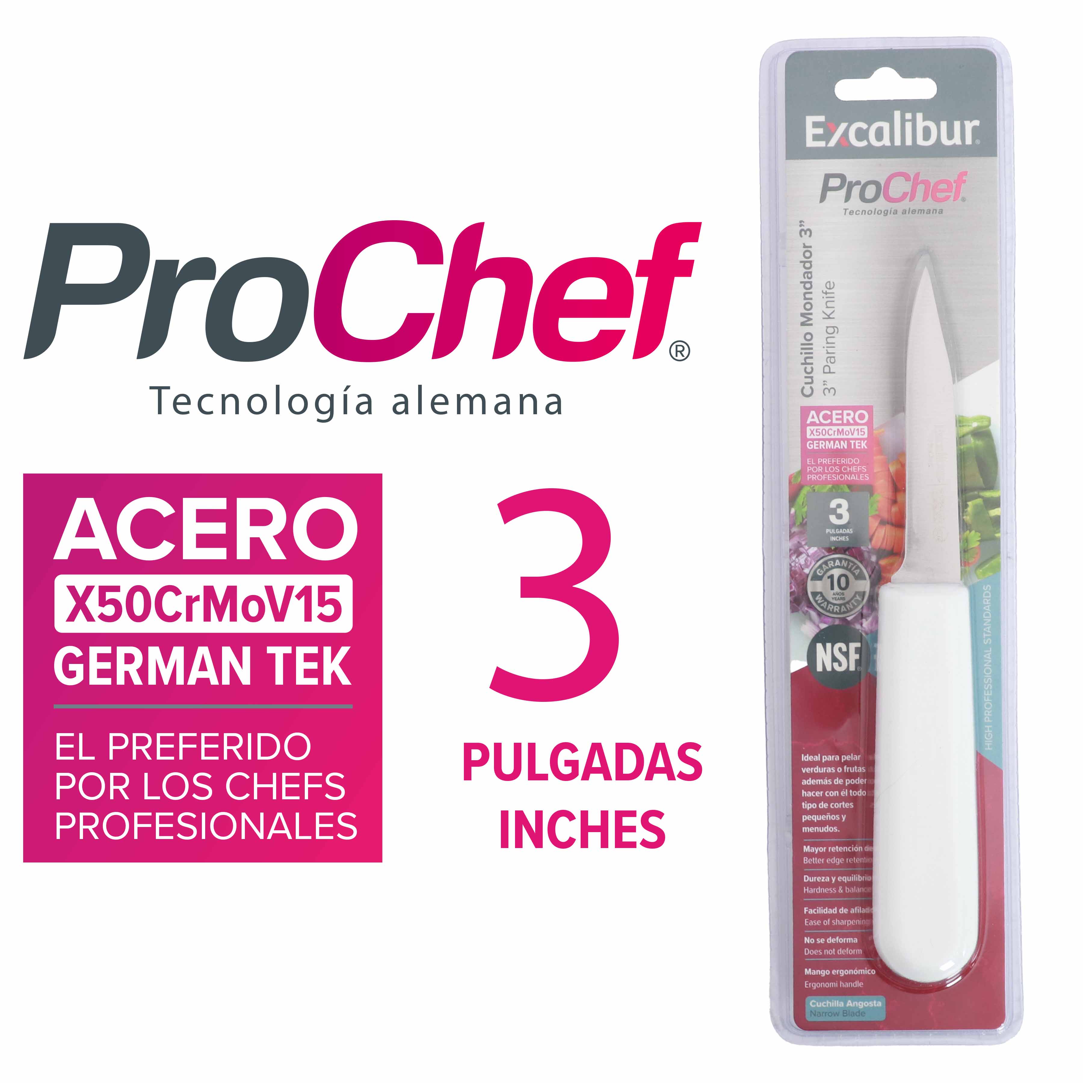 Cuchillo de Acero Inoxidable 3" ProChef Excalibur A151-PAF2303 EXCALIBUR