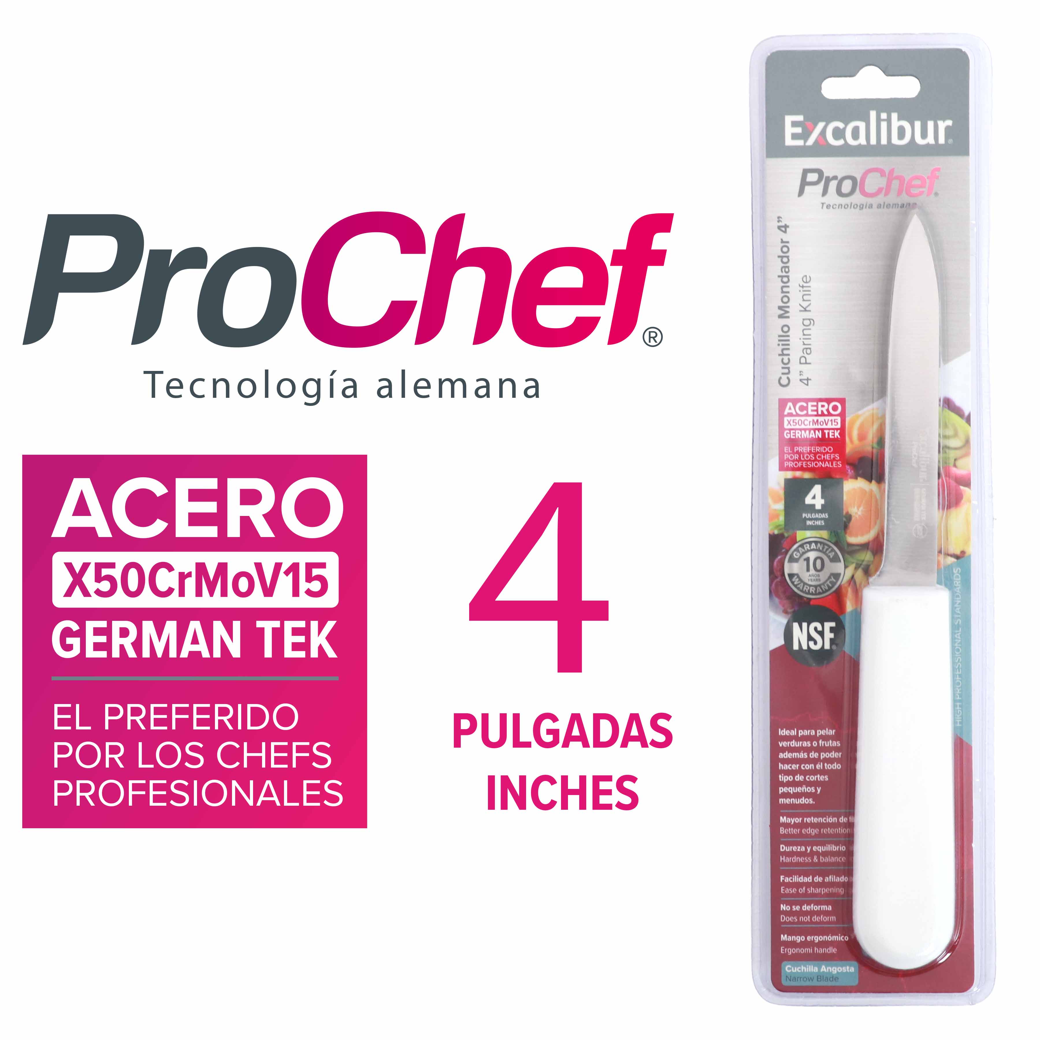 Cuchillo de Acero Inoxidable 4" Prochef Excalibur A151-PAF2304