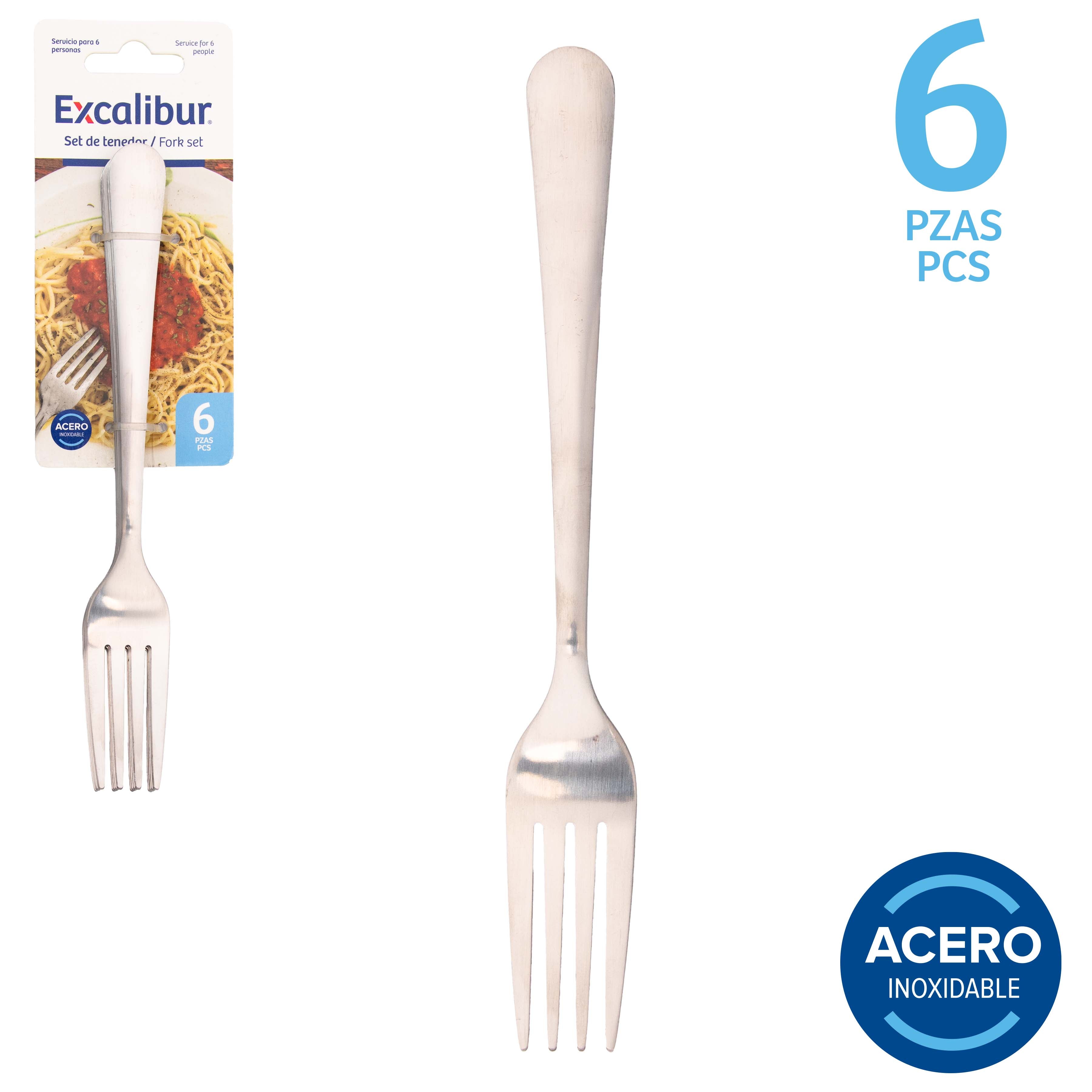 Set 6 Tenedores de Acero Inoxidable Excalibur A151-WD2390F EXCALIBUR