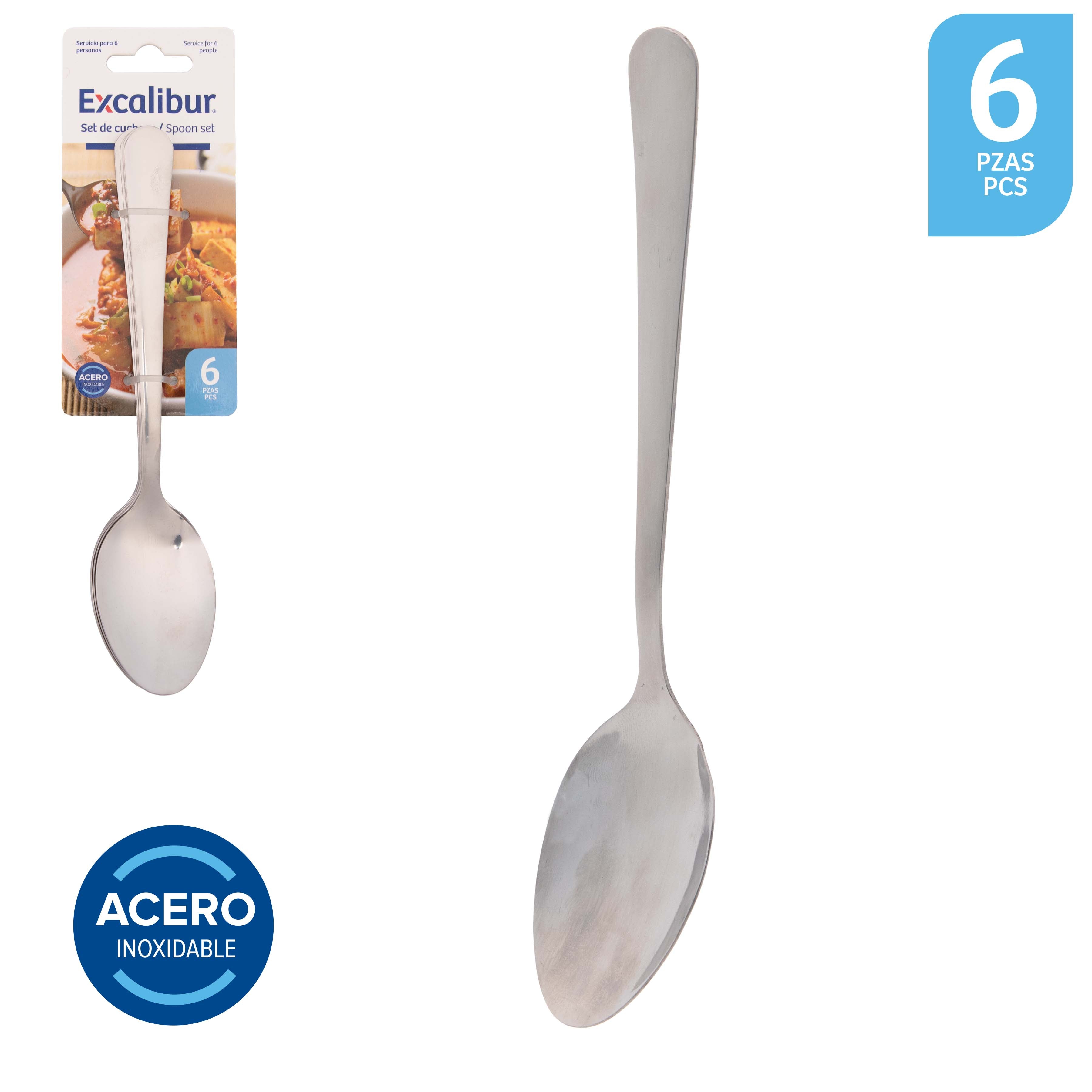 Set 6 Cucharas de Acero Inoxidable Excalibur A151-WD2390S