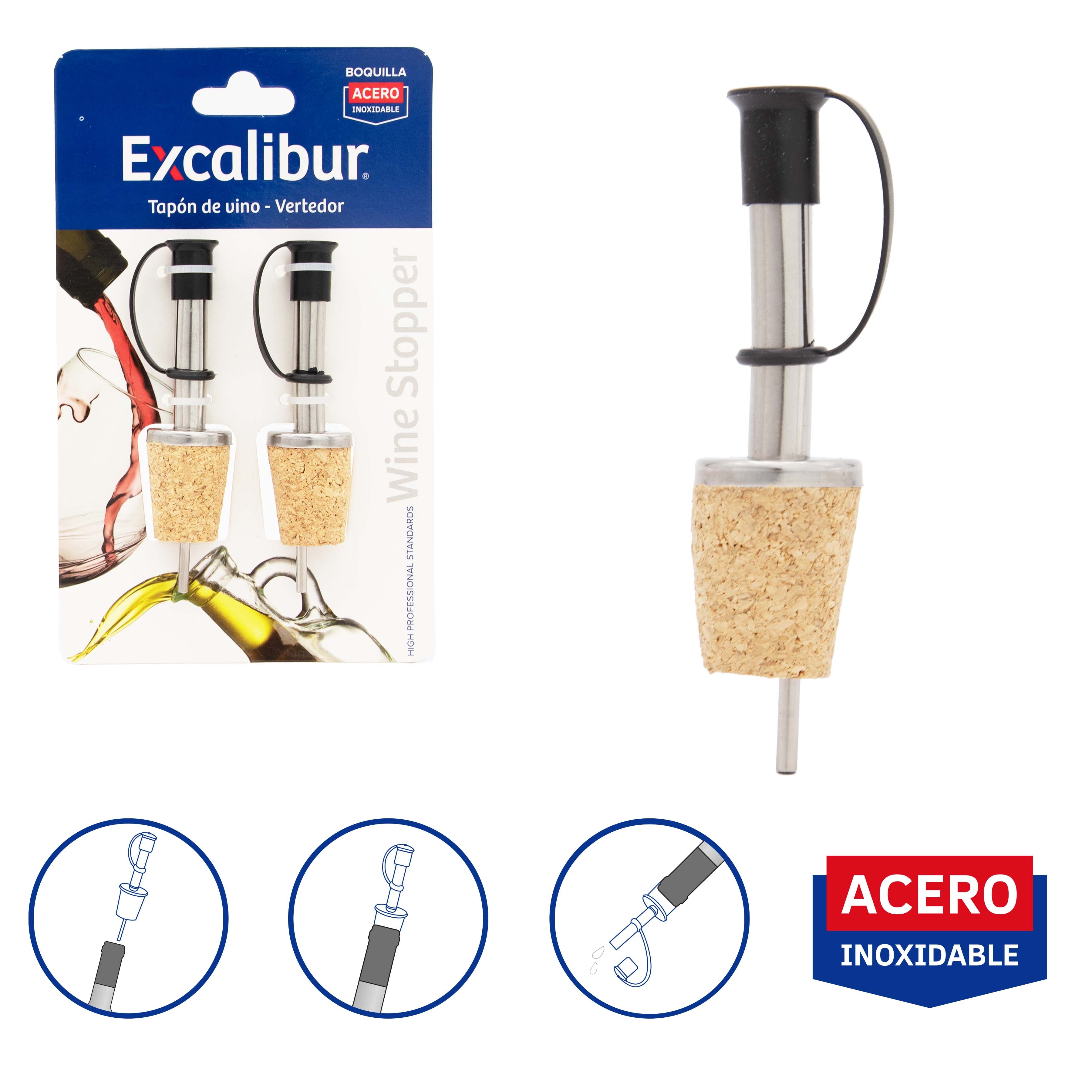 Set de 2 Tapon de Vino Excalibur A151-WP2210