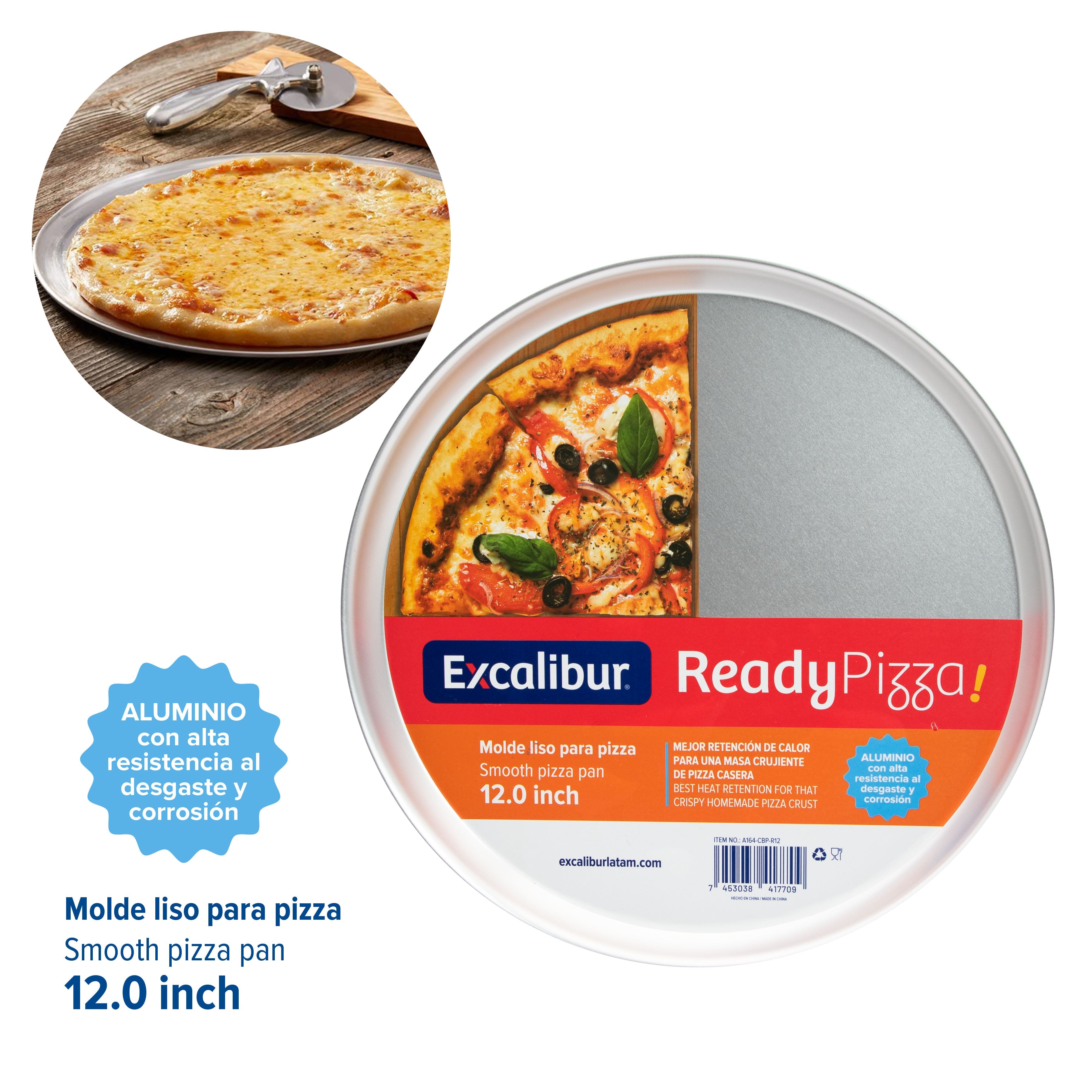 Bandeja de Pizza Liso 12" Aluminio Excalibur A164-CBP-R12 EXCALIBUR