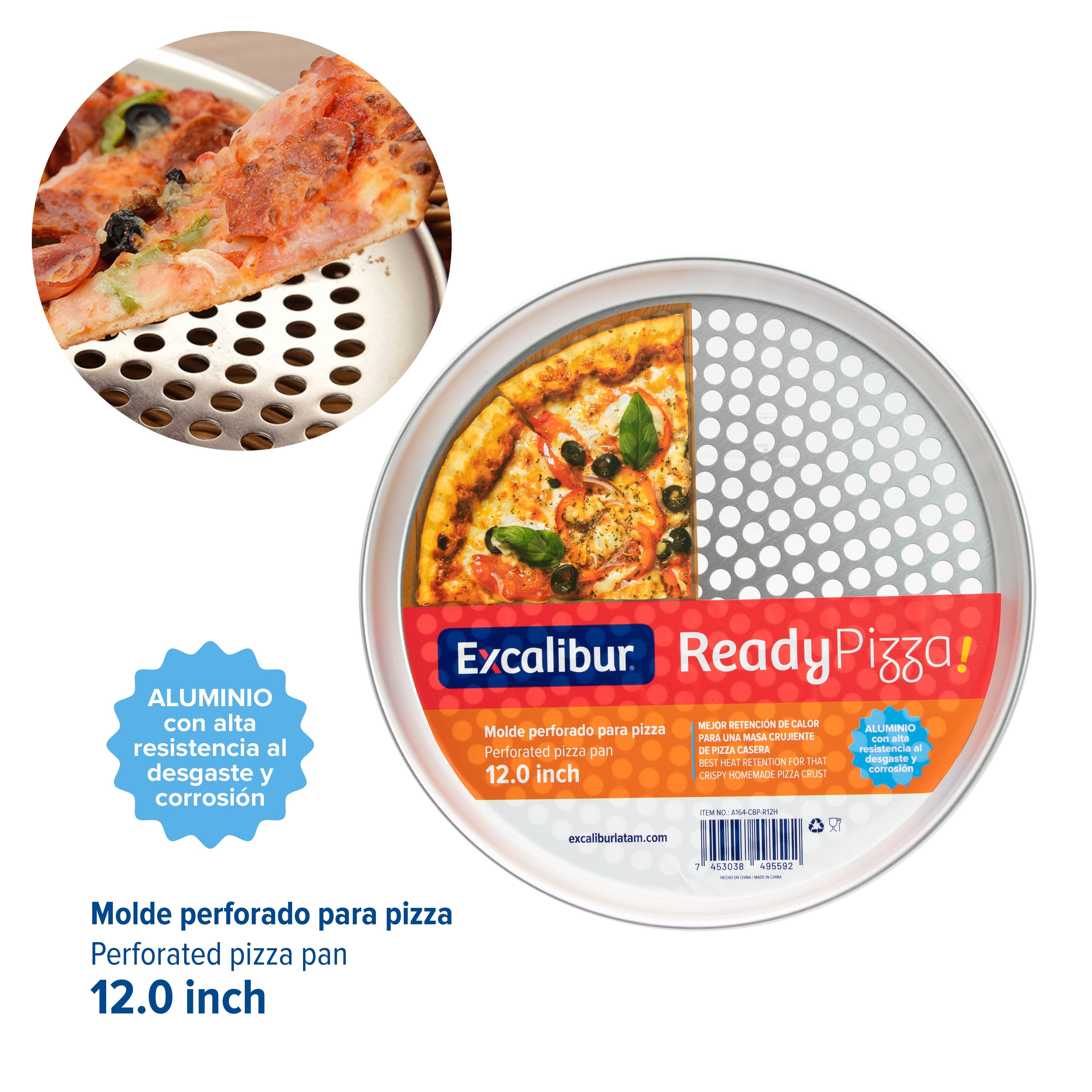 Bandeja de Pizza Perforado 12" Aluminio Excalibur A164-CBP-R12H EXCALIBUR