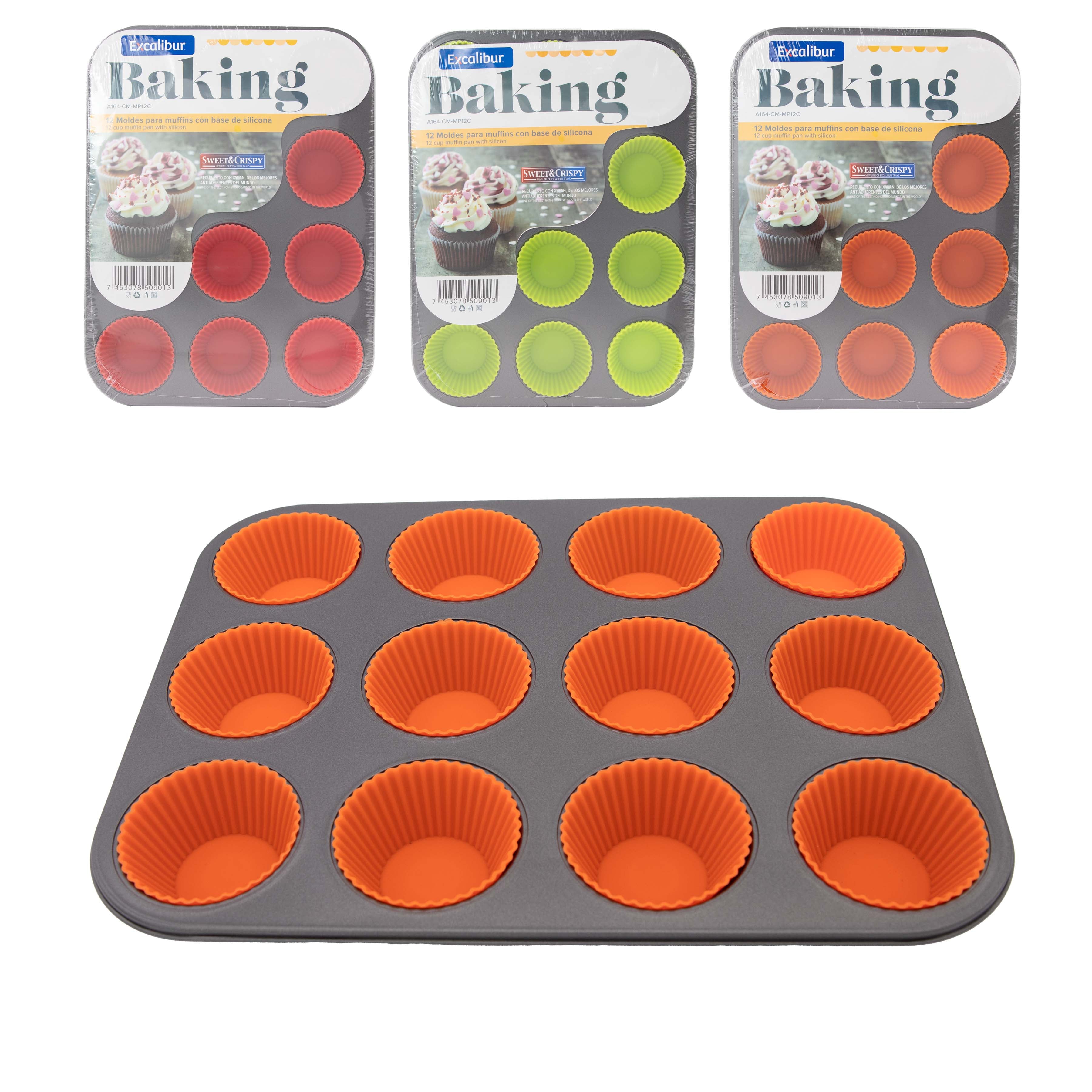 Bandeja de 12 Moldes de Cupcake Excalibur A164-CM-MP12C EXCALIBUR