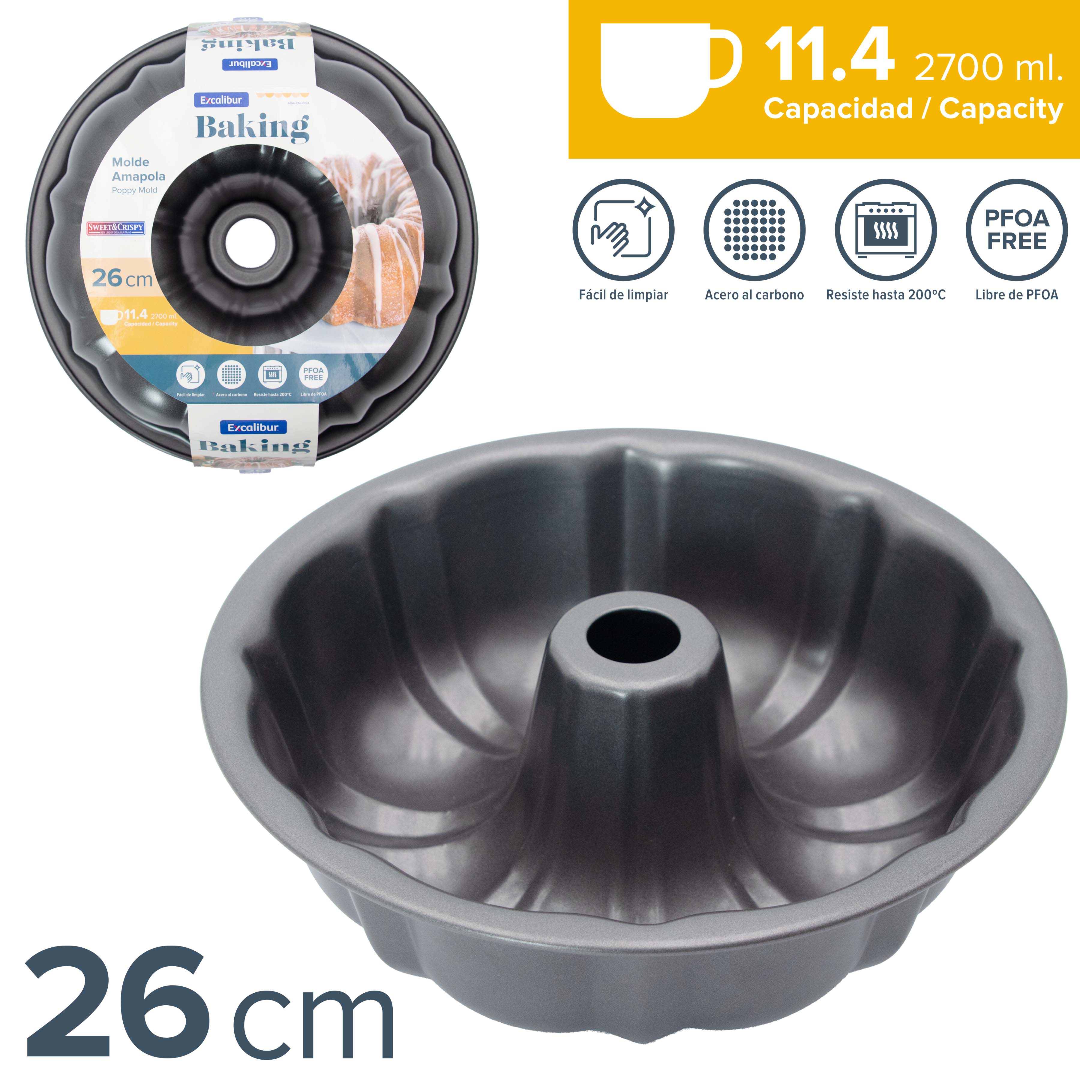 Molde de Amapola para Hornear de 26cm Excalibur A164-CM-RP04 EXCALIBUR