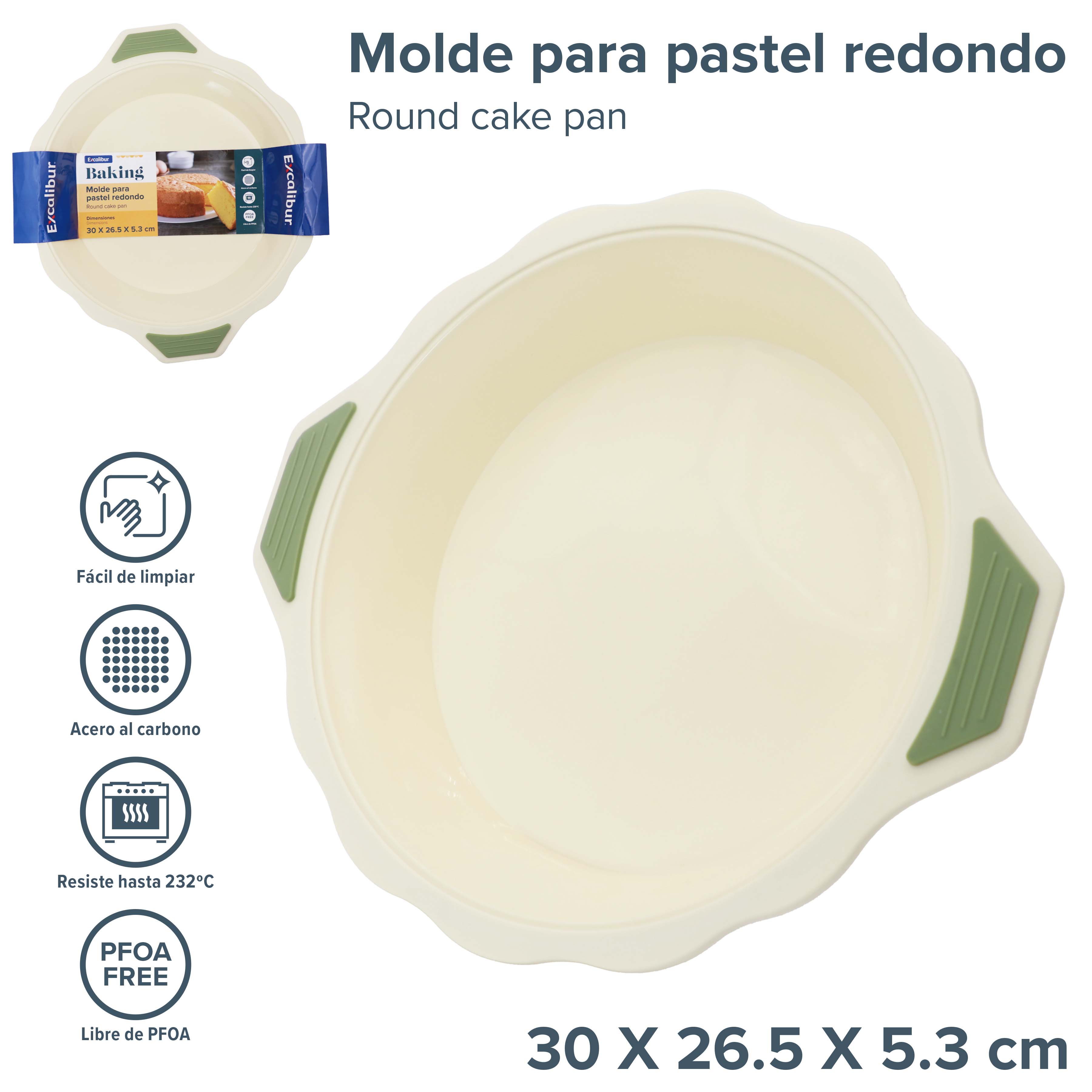 Molde de Dulce Redondo de Silicon 30x6.5x5.3cm Excalibur A164-CMS-RP