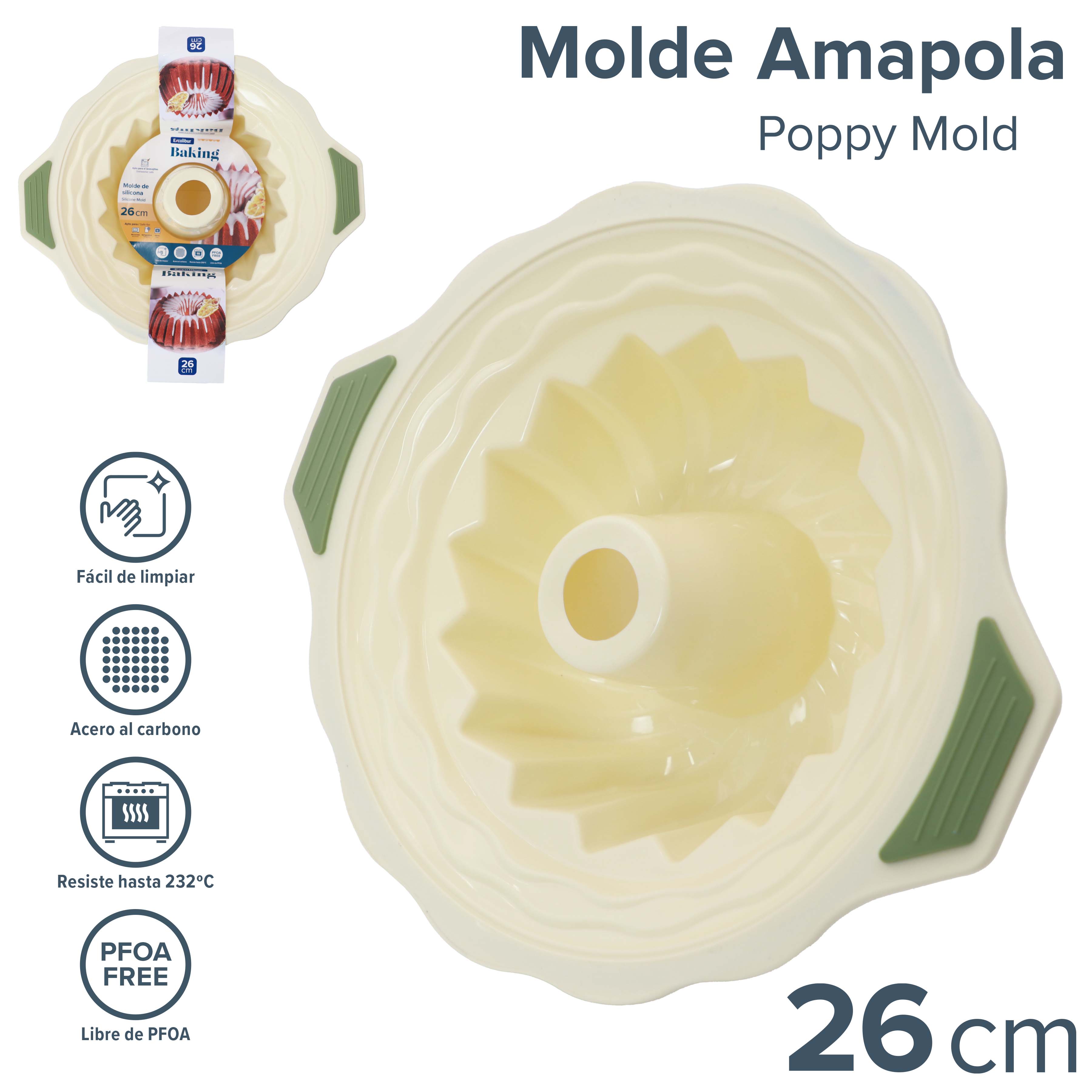 Molde de Dulce Amapola Silicona 26cm Excalibur A164-CMS-RP04