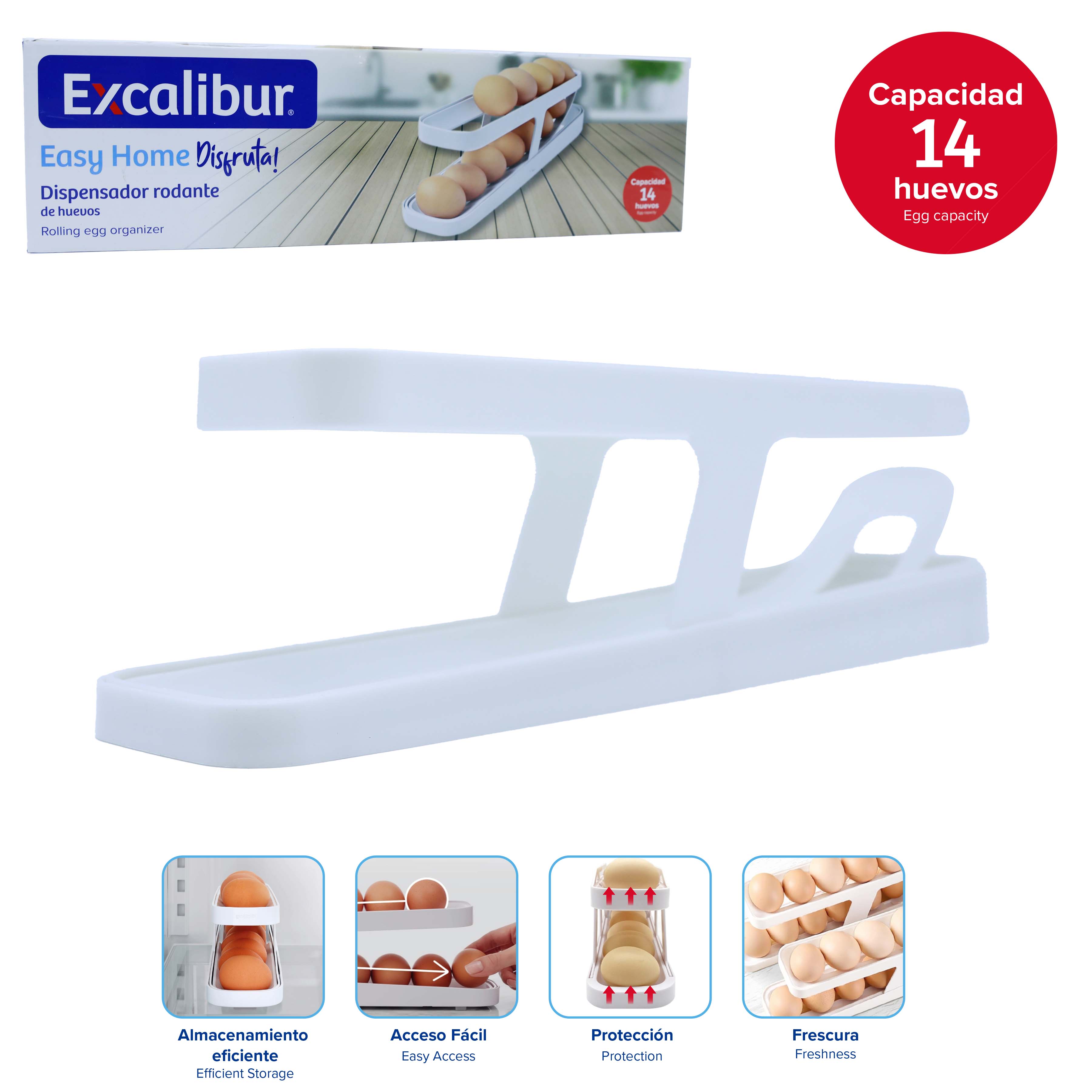 Dispensador de 14 Huevos de Plástico Excalibur A164-EGS36 EXCALIBUR