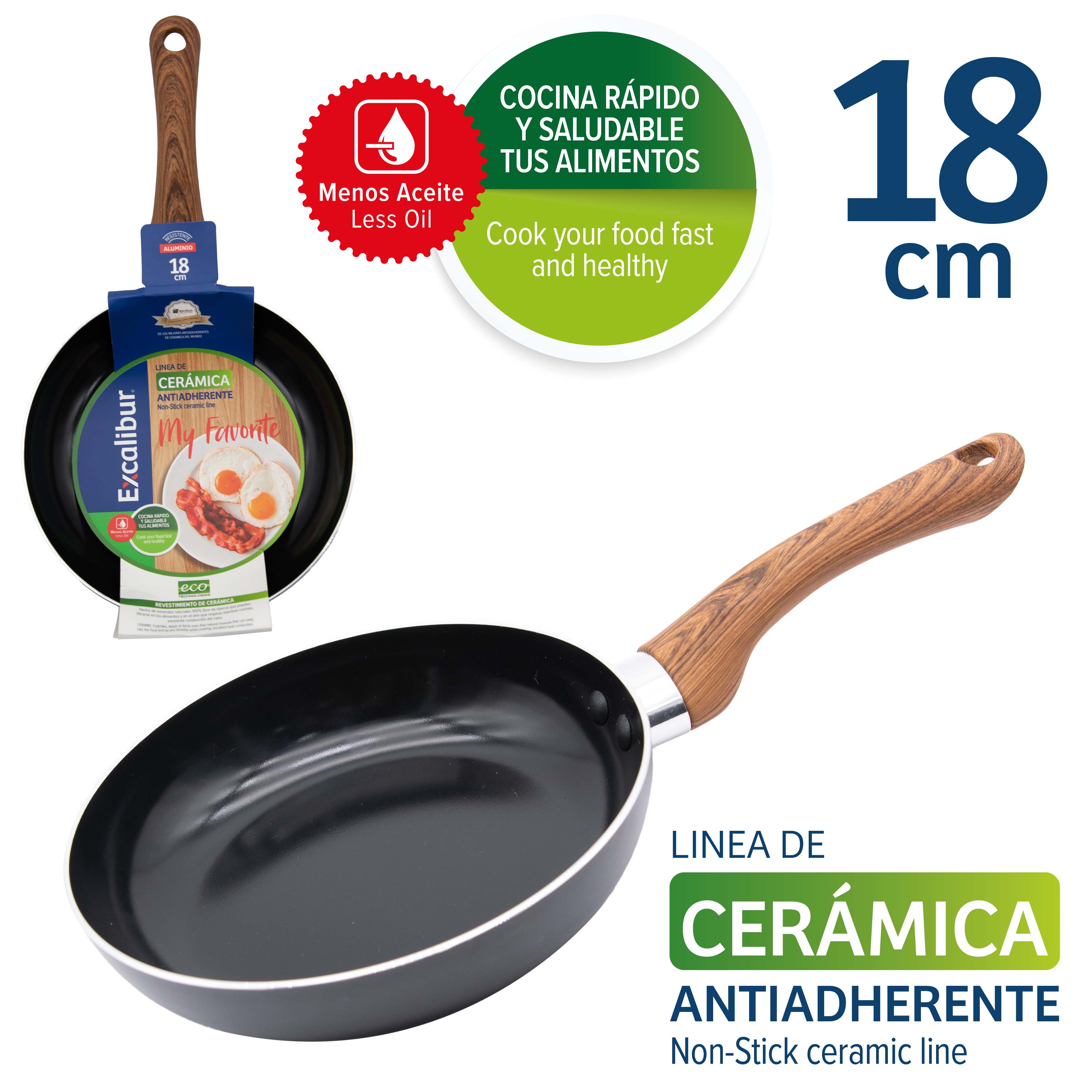 Sartén de Cerámica Antiadherente 18cm Excalibur A164-FP1717-18CM EXCALIBUR
