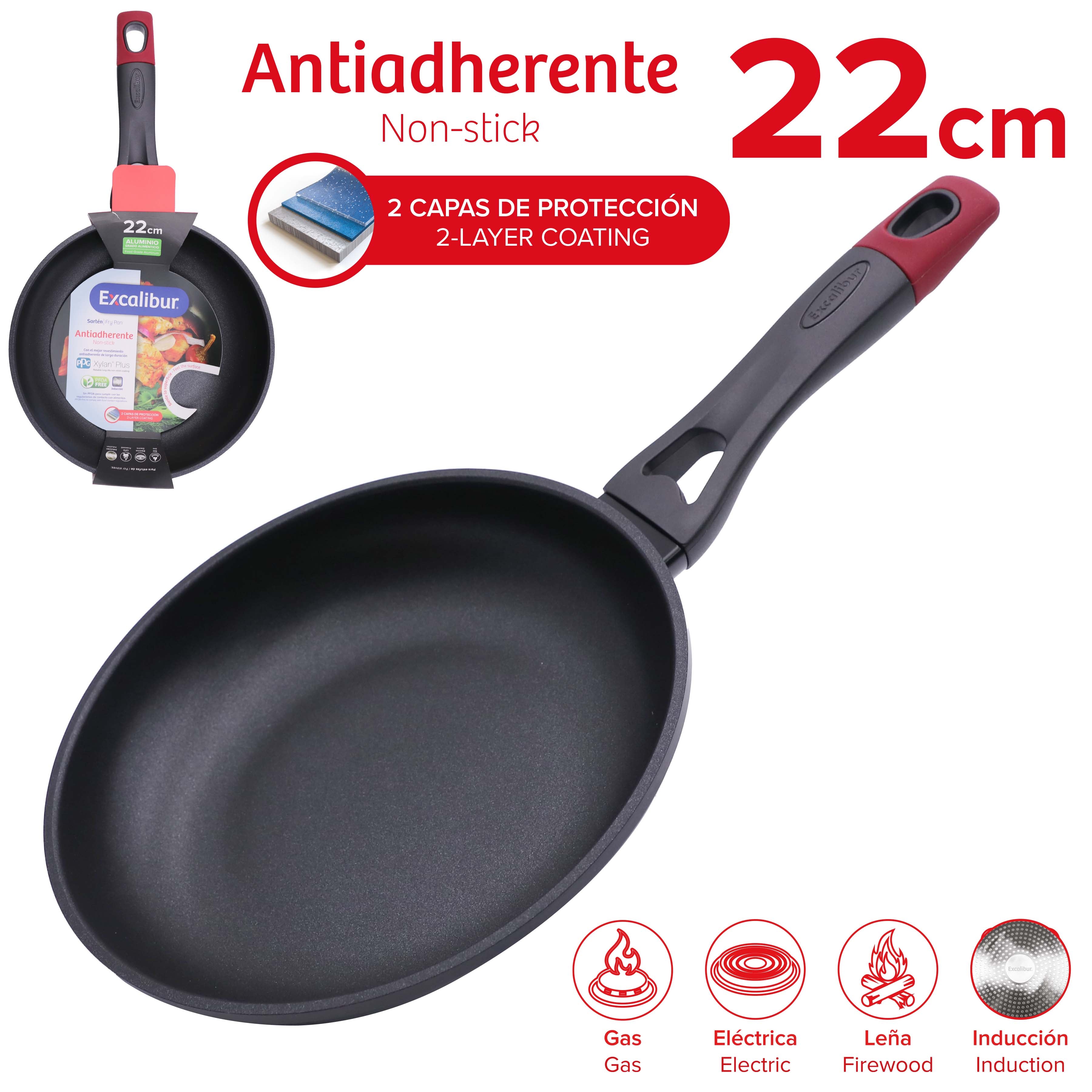 Sartén Antiadherente 22cm Excalibur A164-FP2209-22IND Inducción.
